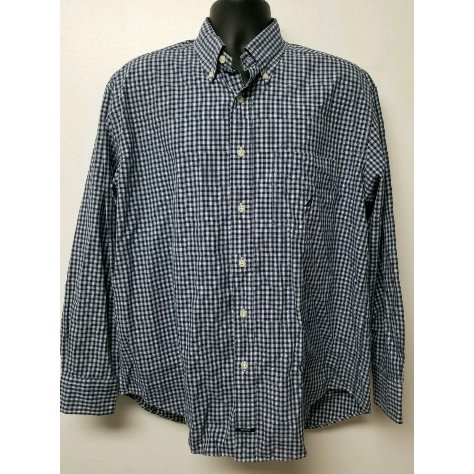 Nautica Nautica Shirt Mens Blue/White Plaid Button Front Long Sleeve L Size US L / EU 52-54 / 3 - 3 Thumbnail