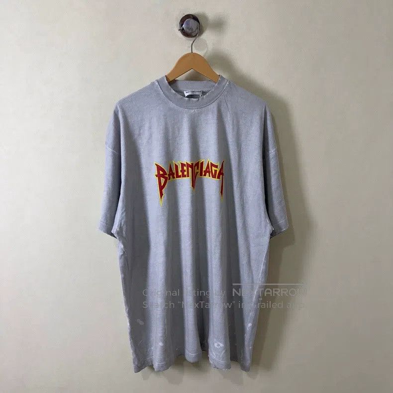 Balenciaga Balenciaga Flame rock destroyed T-shirt Size US M / EU 48-50 / 2 - 1 Thumbnail