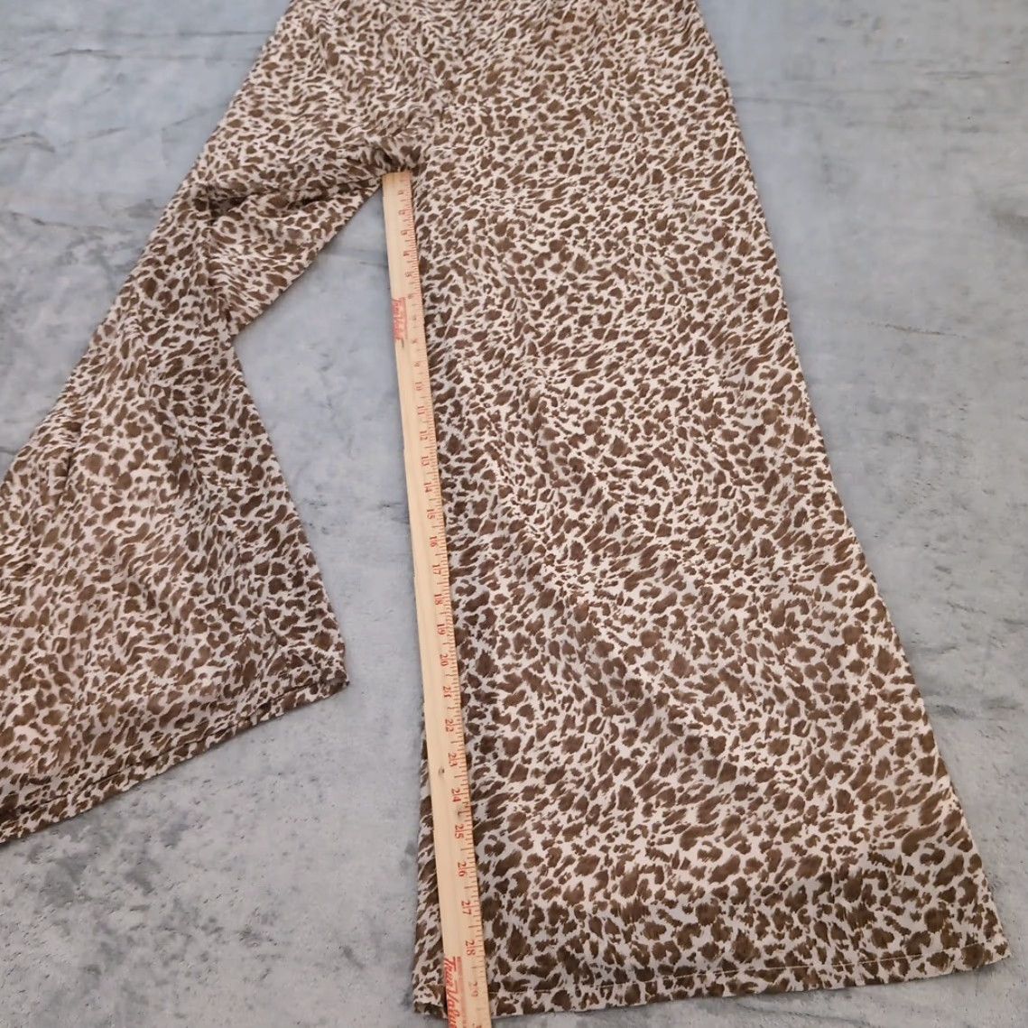 Vintage HYFVE Pants Womens Large Brown Animal Print Wide-Leg Pull On Lined 28x30 Size 36" / US 14 / IT 50 - 5 Thumbnail