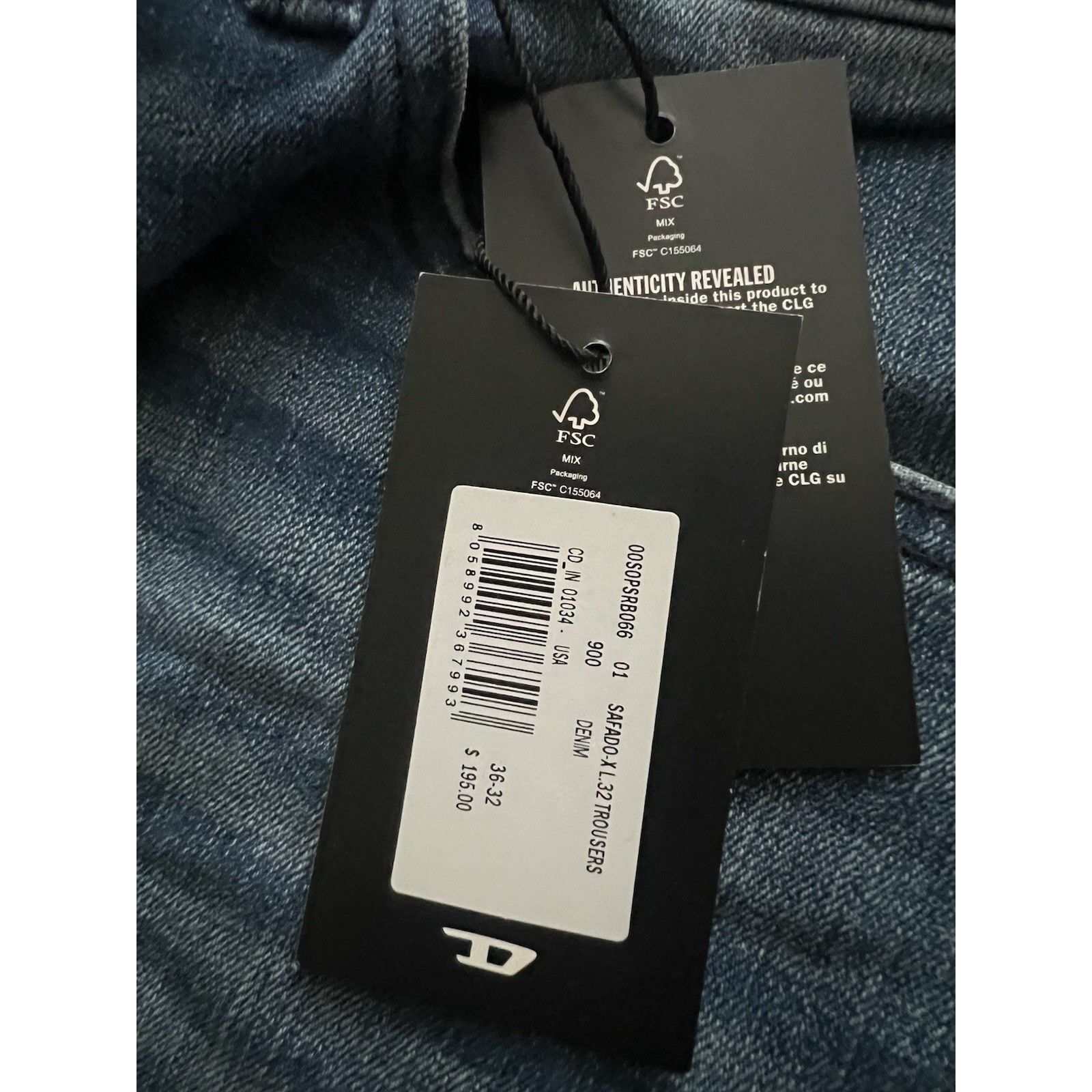 Diesel Diesel Mens Safado Straight Fit Jeans RB066 Blue Size 36/32 Size US 36 / EU 52 - 7 Thumbnail
