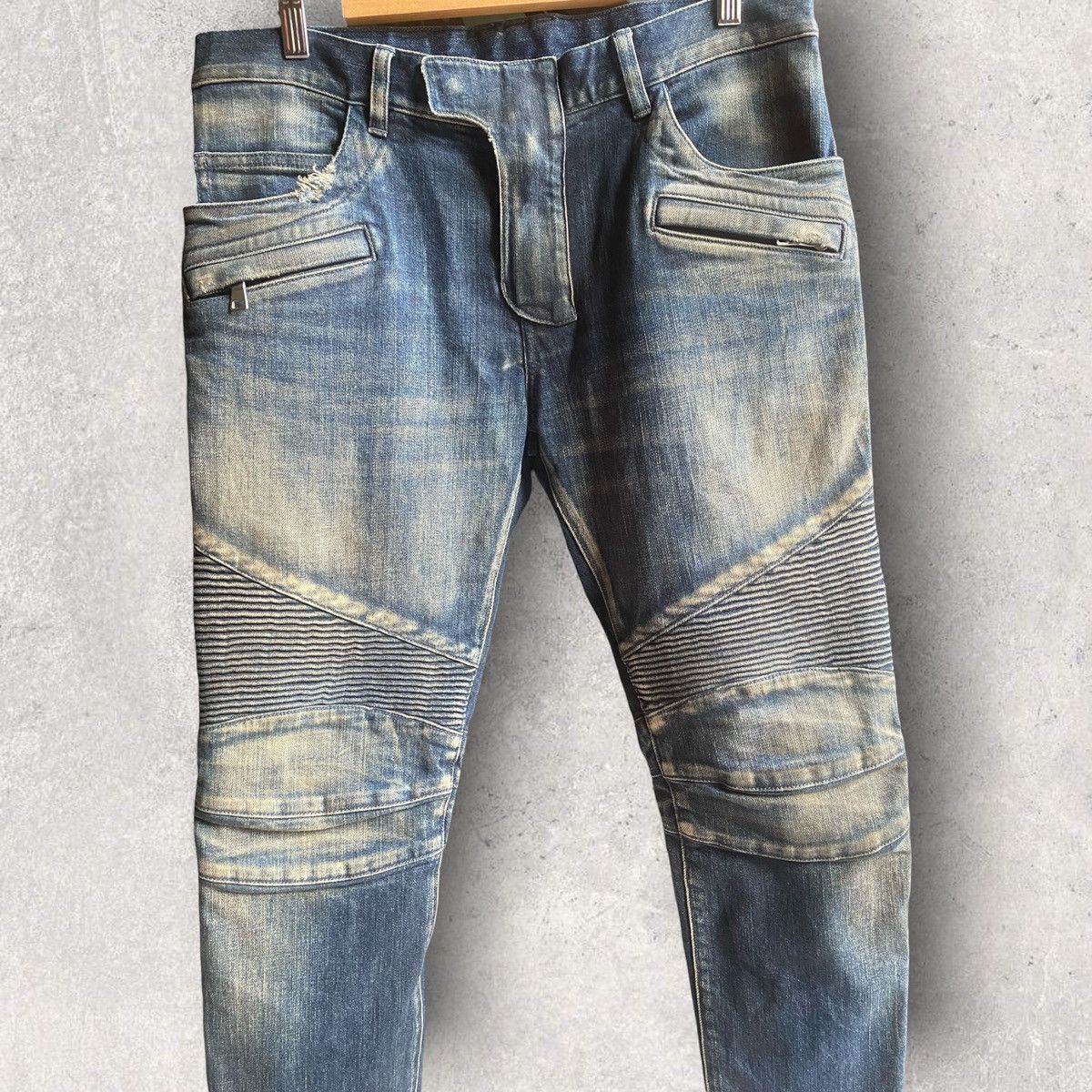 Balmain Fall13 Rust Wash Biker Jeans Size US 33 - 3 Thumbnail