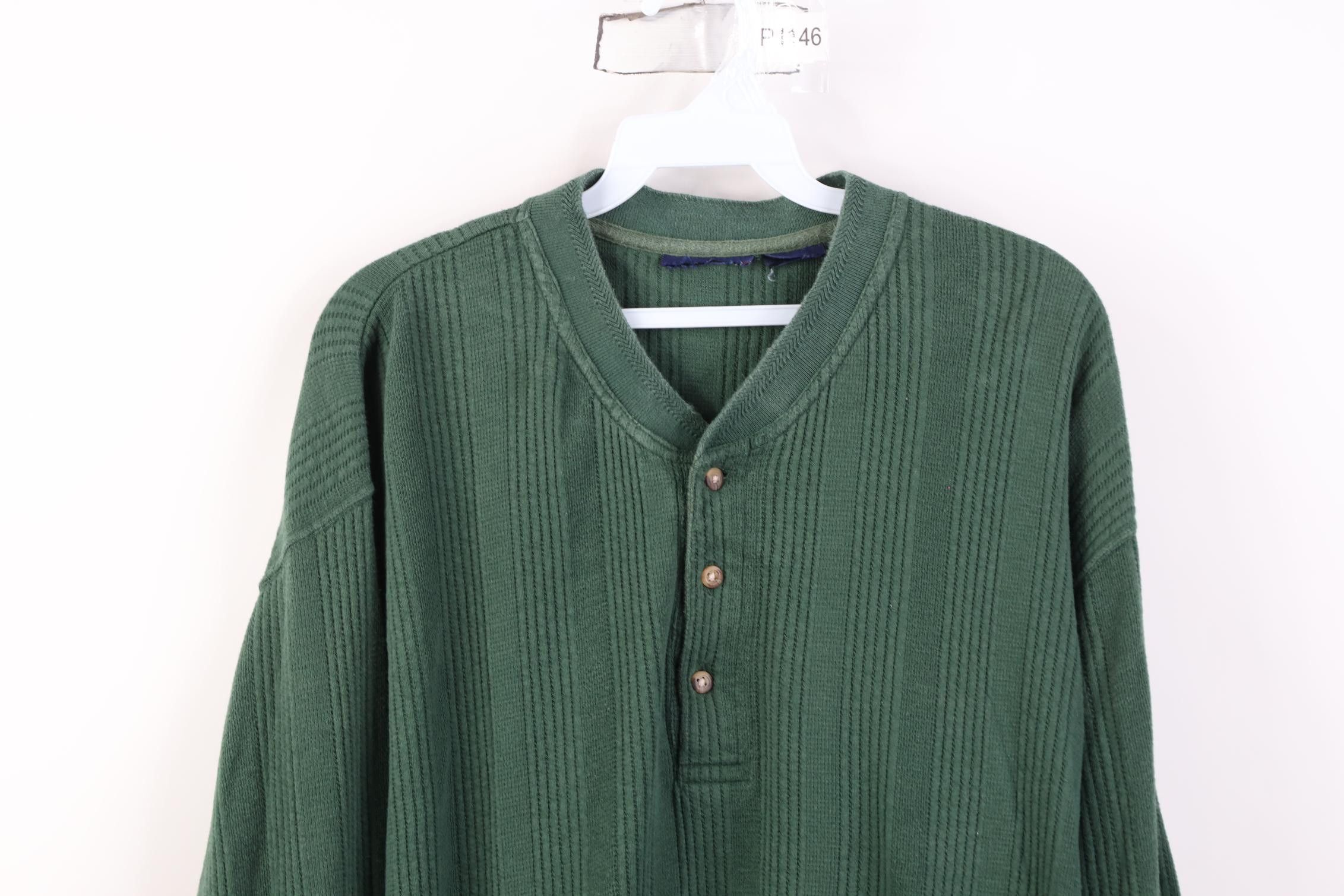 Vintage Vintage 90s Streetwear Thermal Ribbed Knit Henley T-Shirt Size US XL / EU 56 / 4 - 2 Thumbnail