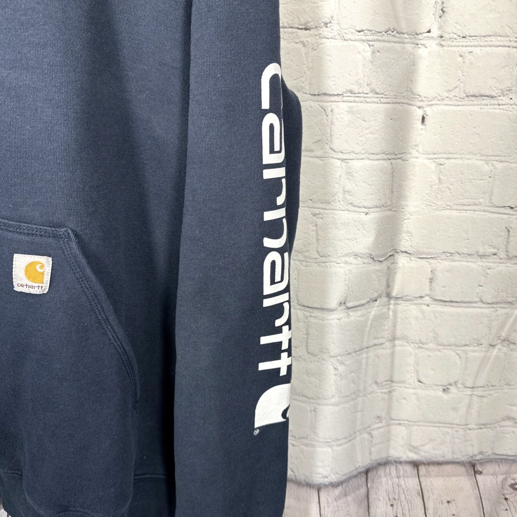 Carhartt Carhartt Hoodie Mens 2XL Regular Navy 2XL Spellout Logo Hooded Pockets Pullover Work Outdoor Sweatshirt Size US XXL / EU 58 / 5 - 2 Thumbnail