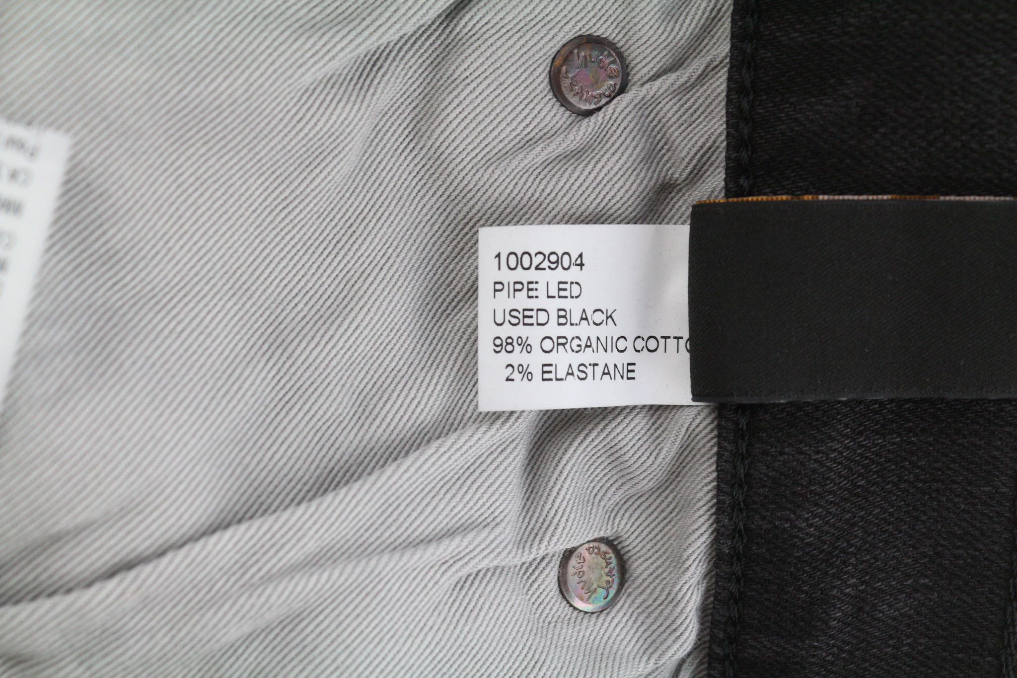 Nudie Jeans PIPE LED W27/L30 Used Black Organic Slim Fit Denim 81633 Size 27" / US 4 / IT 40 - 8 Thumbnail