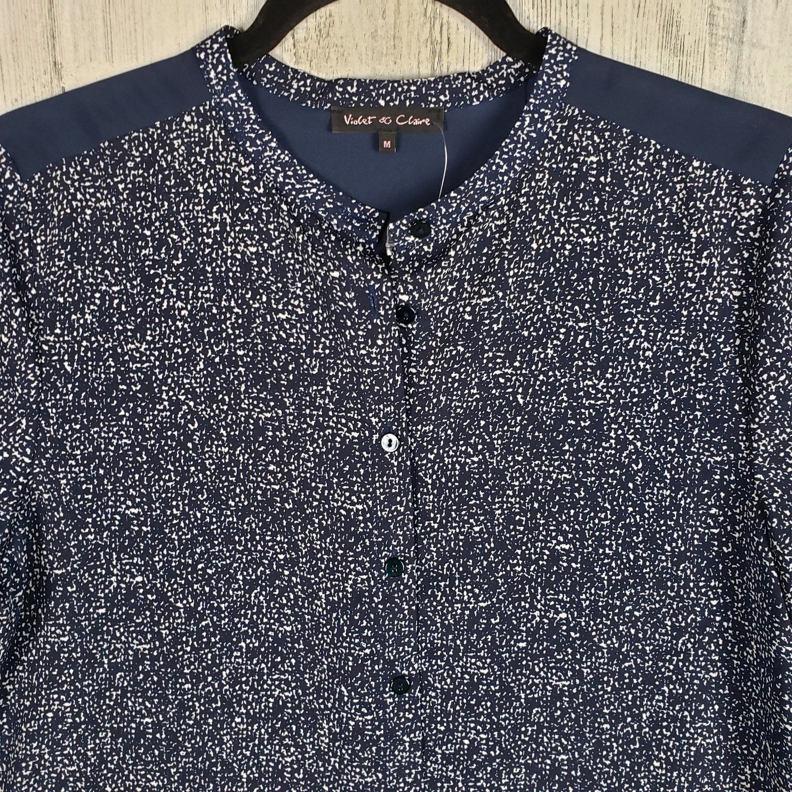 Other NWT Violet & Claire Navy Blue Speckled Silky Blouse Medium Size M / US 6-8 / IT 42-44 - 2 Thumbnail