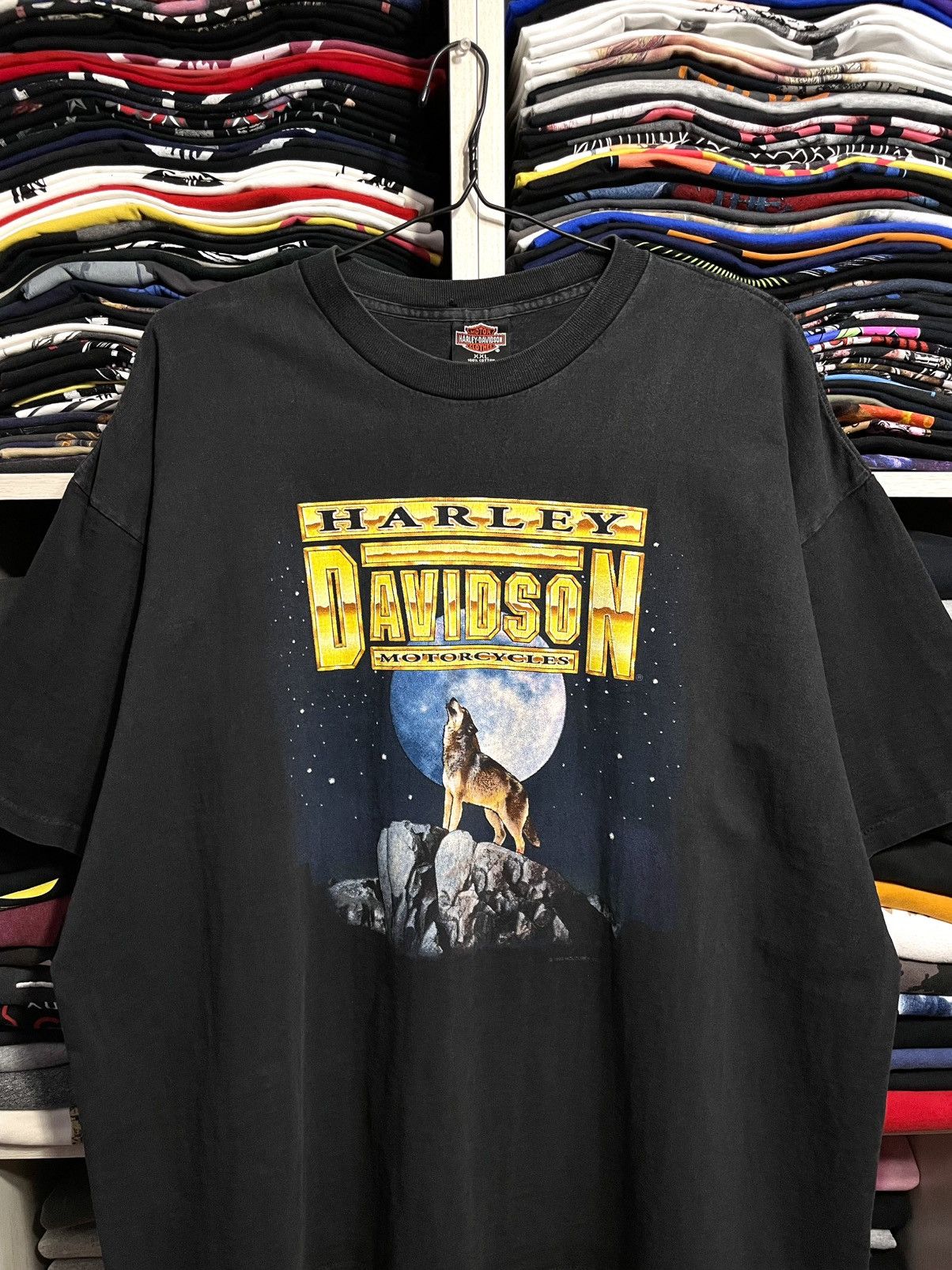 Harley Davidson Vintage 1993 Harley Davidson Wolf 3D Emblem Style T-Shirt Size US XXL / EU 58 / 5 - 4 Thumbnail
