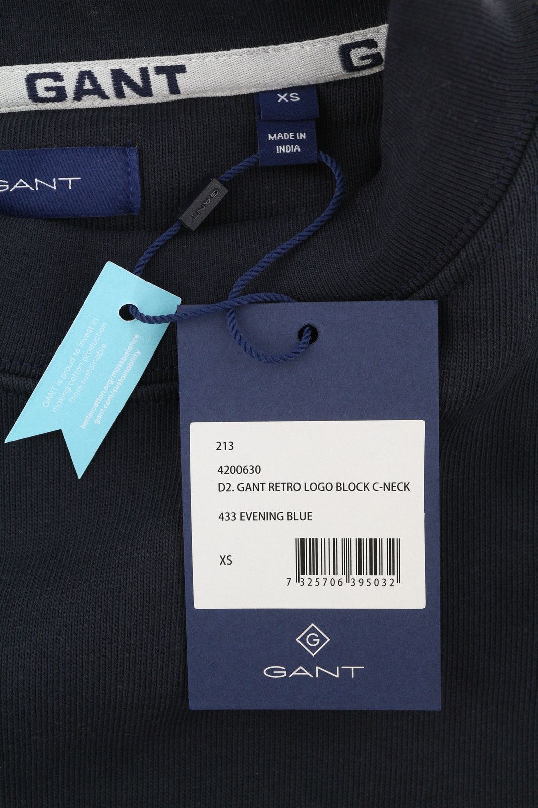 Gant RETRO LOGO BLOCK XS Blue Oversized Sweatshirt 87216 Size XS / US 0-2 / IT 36-38 - 6 Thumbnail
