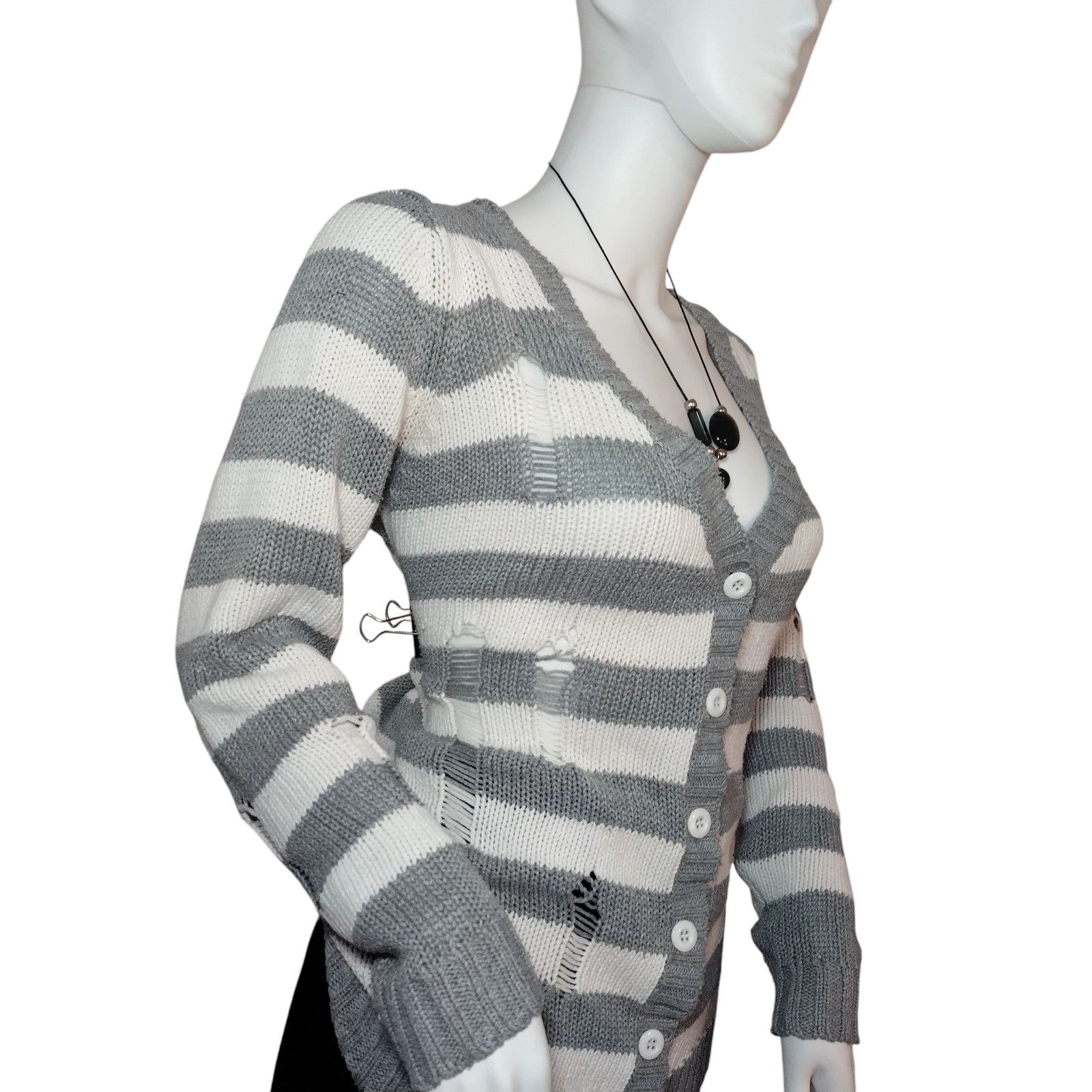 Forever 21 Forever 21 Cardigan Sweater Knit V-Neck Striped Sz MD Size M / US 6-8 / IT 42-44 - 2 Thumbnail