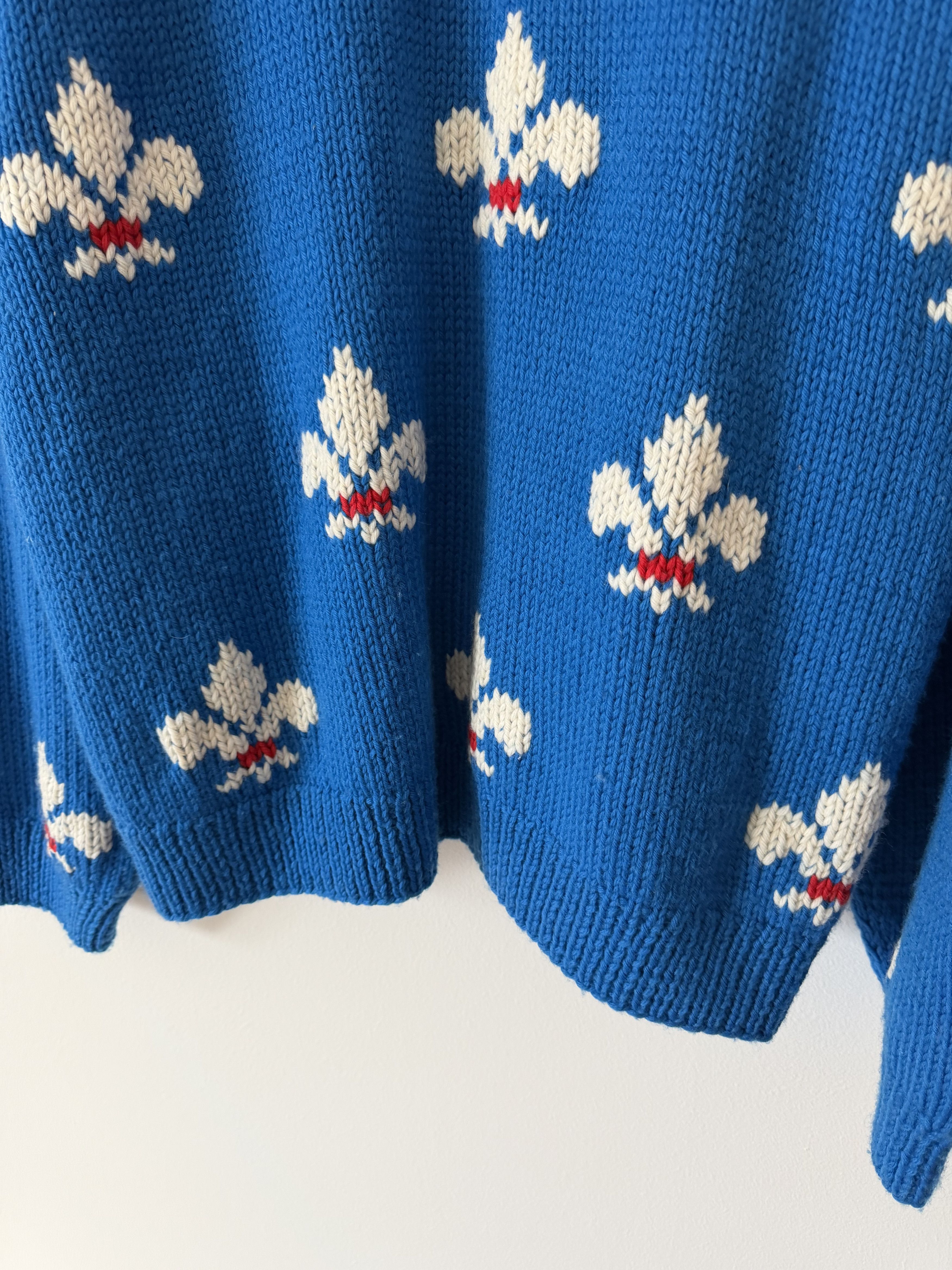 Bode Bode Fleur De Lis Knit Hoodie in Blue Size US XL / EU 56 / 4 - 7 Thumbnail