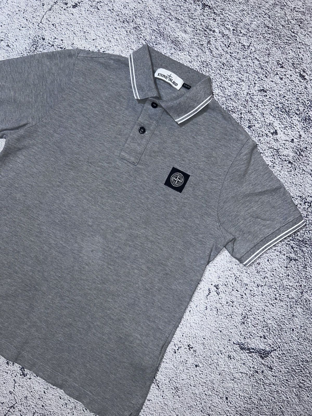 Stone Island Stone Island Slim Fit Polo Shirt – Grey Authentic Piece Size US M / EU 48-50 / 2 - 2 Thumbnail