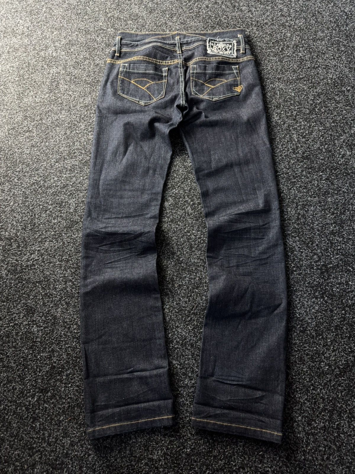 Quiksilver Vintage 00s ROXY Retro Dark Blue Jeans Low Rise USA Style Size 31" - 7 Thumbnail
