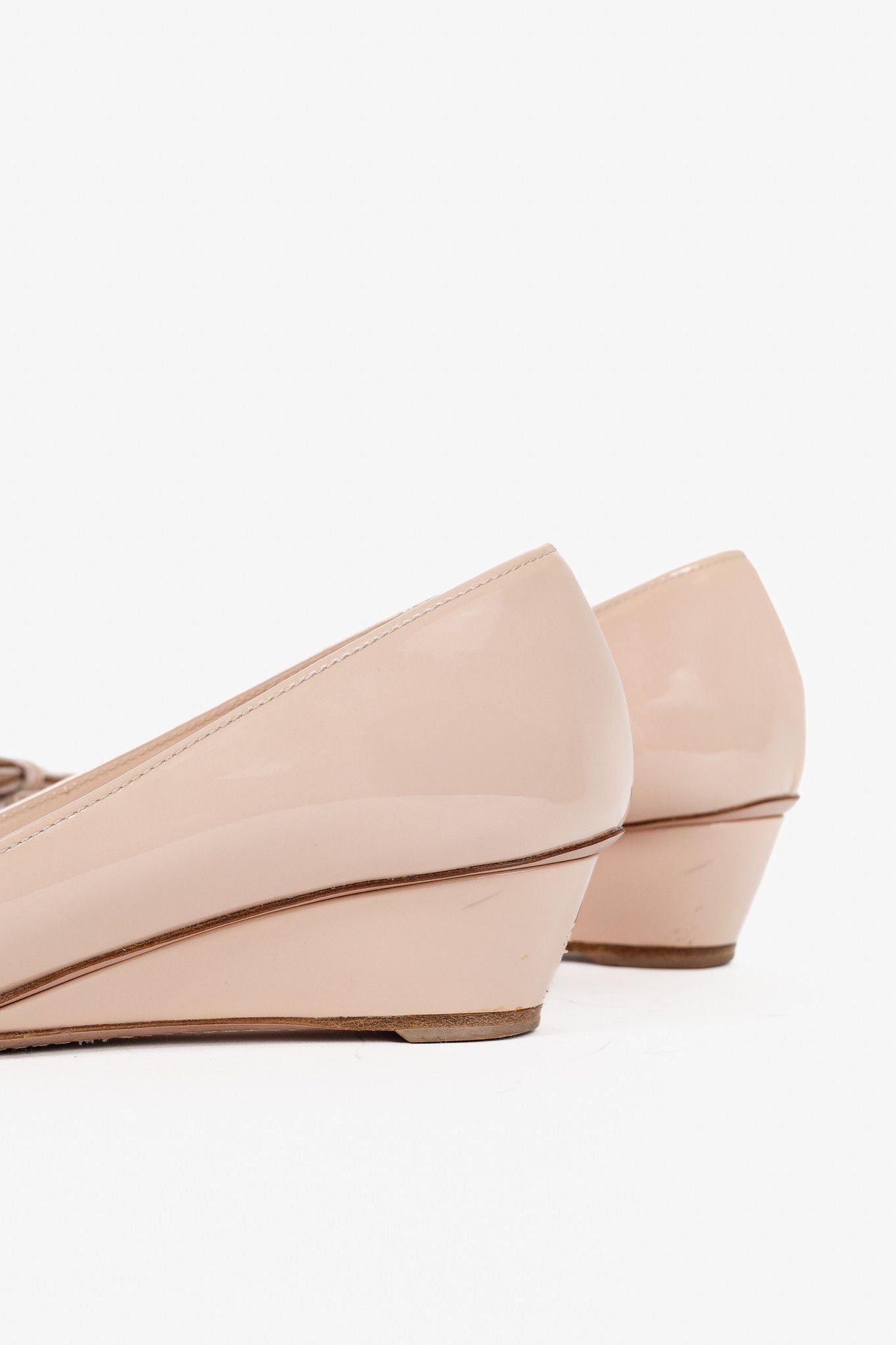 Prada Prada Blush Vernice Bow Pointed-Toe Wedges Size US 8 / IT 38 - 8 Thumbnail