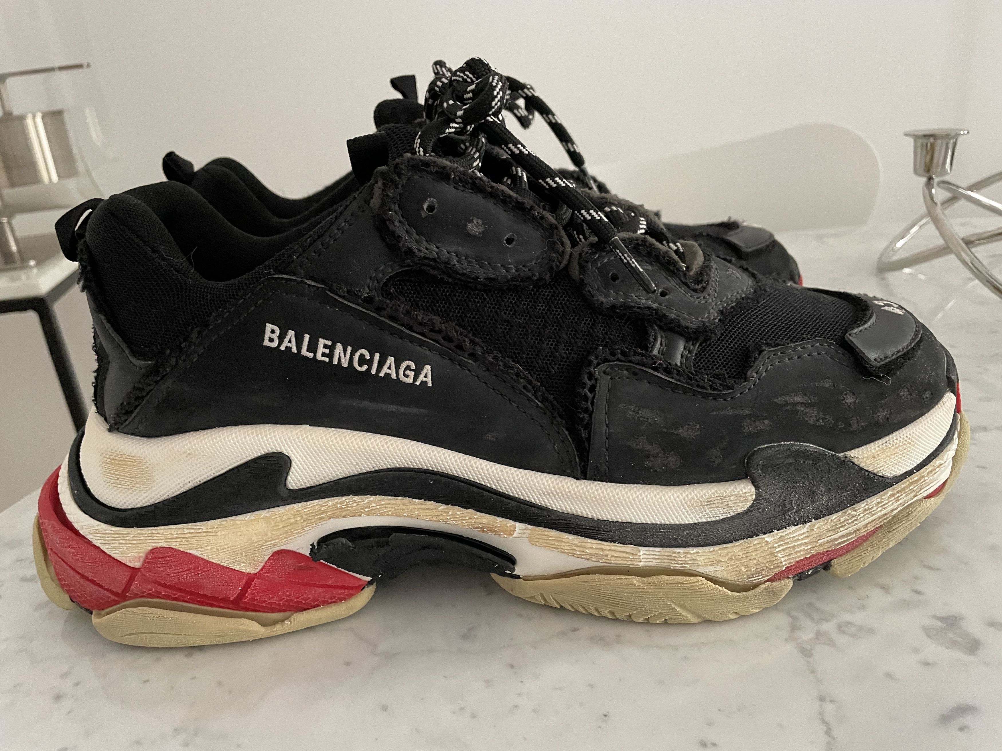 Balenciaga Balenciaga Triple S DIY effect black red 43 sneakers us 10 |  Grailed