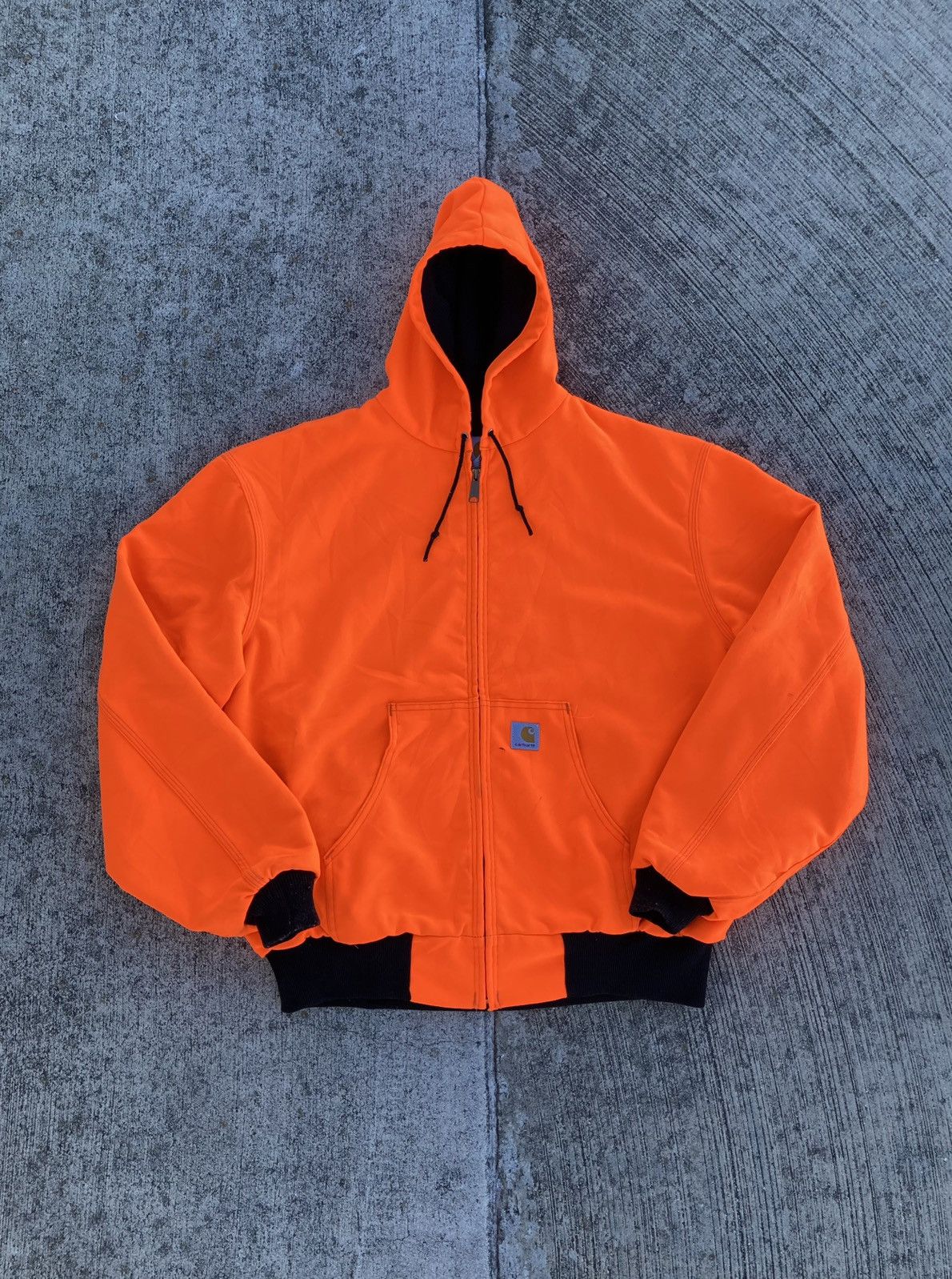 Vintage Bright Orange Carhartt Thermal-lined Hoodie