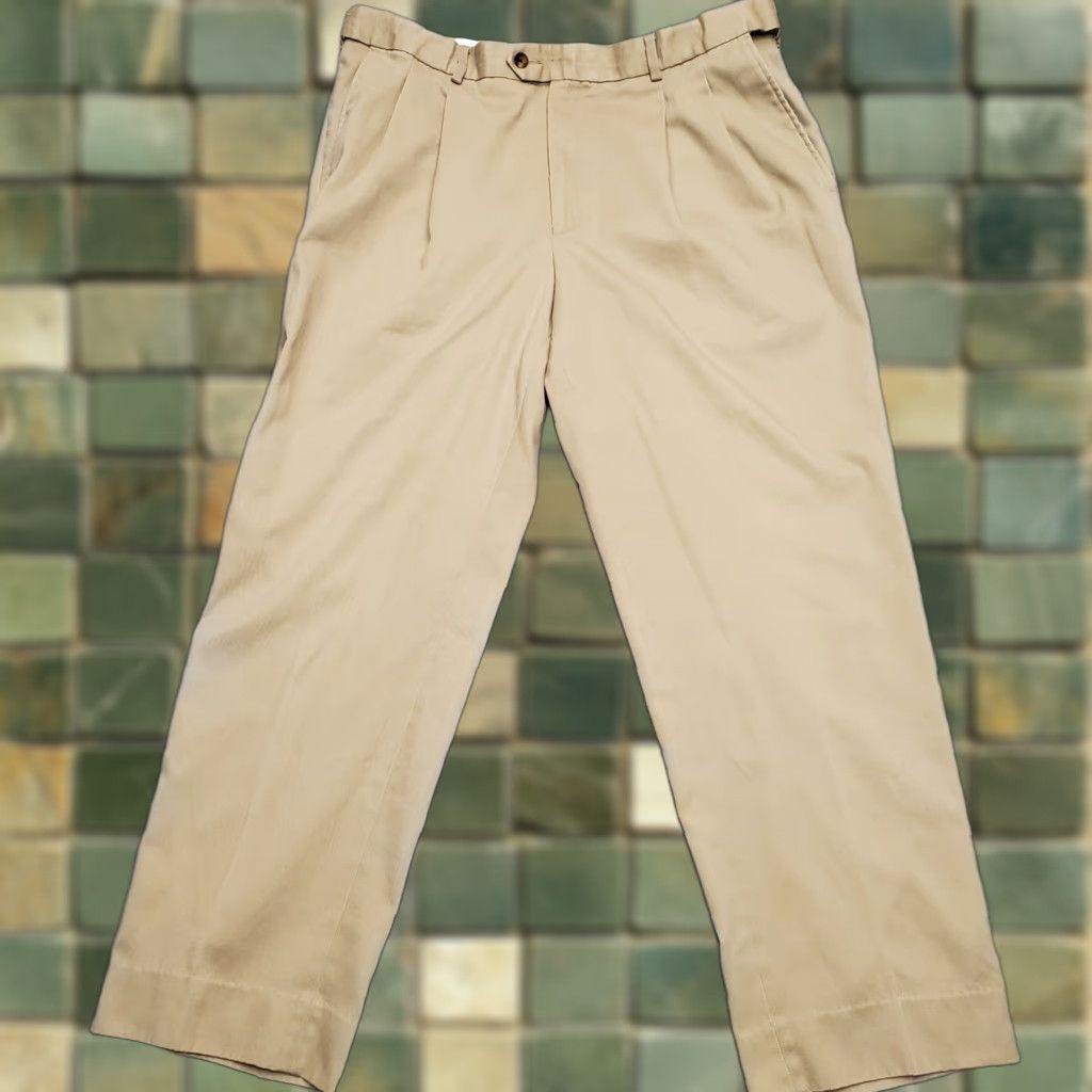 Vintage VINTAGE Travel Smith Pants Mens 36X29 Khaki Pleated Cotton Blend Outdoor Travel Golf Beige 90s Mens Size US 36 / EU 52 - 1 Thumbnail