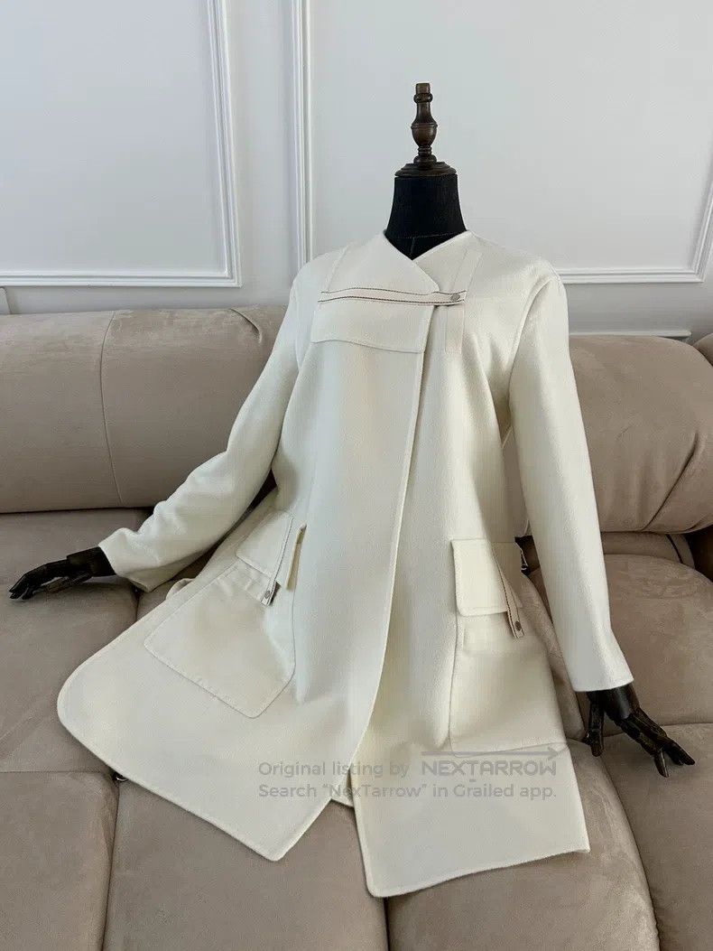 Hermes FW20 Solid Color Casual Waist Long Sleeve Coat Mil