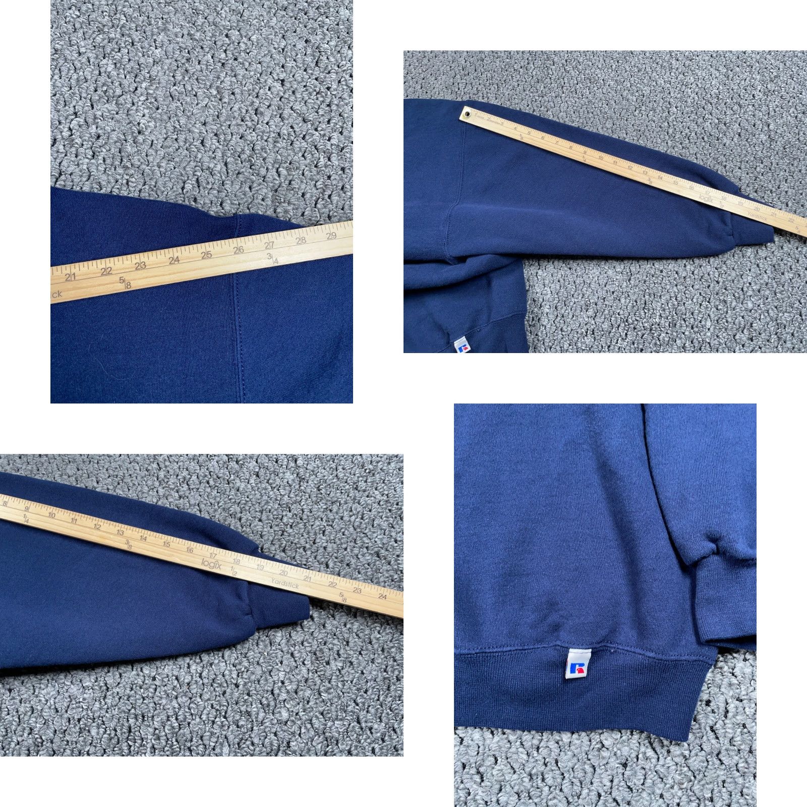 Russell Athletic VINTAGE Russell Athletic Crewneck Sweatshirt Adult XL Dark Blue Solid 50/50 Mens Sweatshirt Retro 90s Oversized Pullover Blank Cotton Poly Blend Size US XL / EU 56 / 4 - 8 Thumbnail