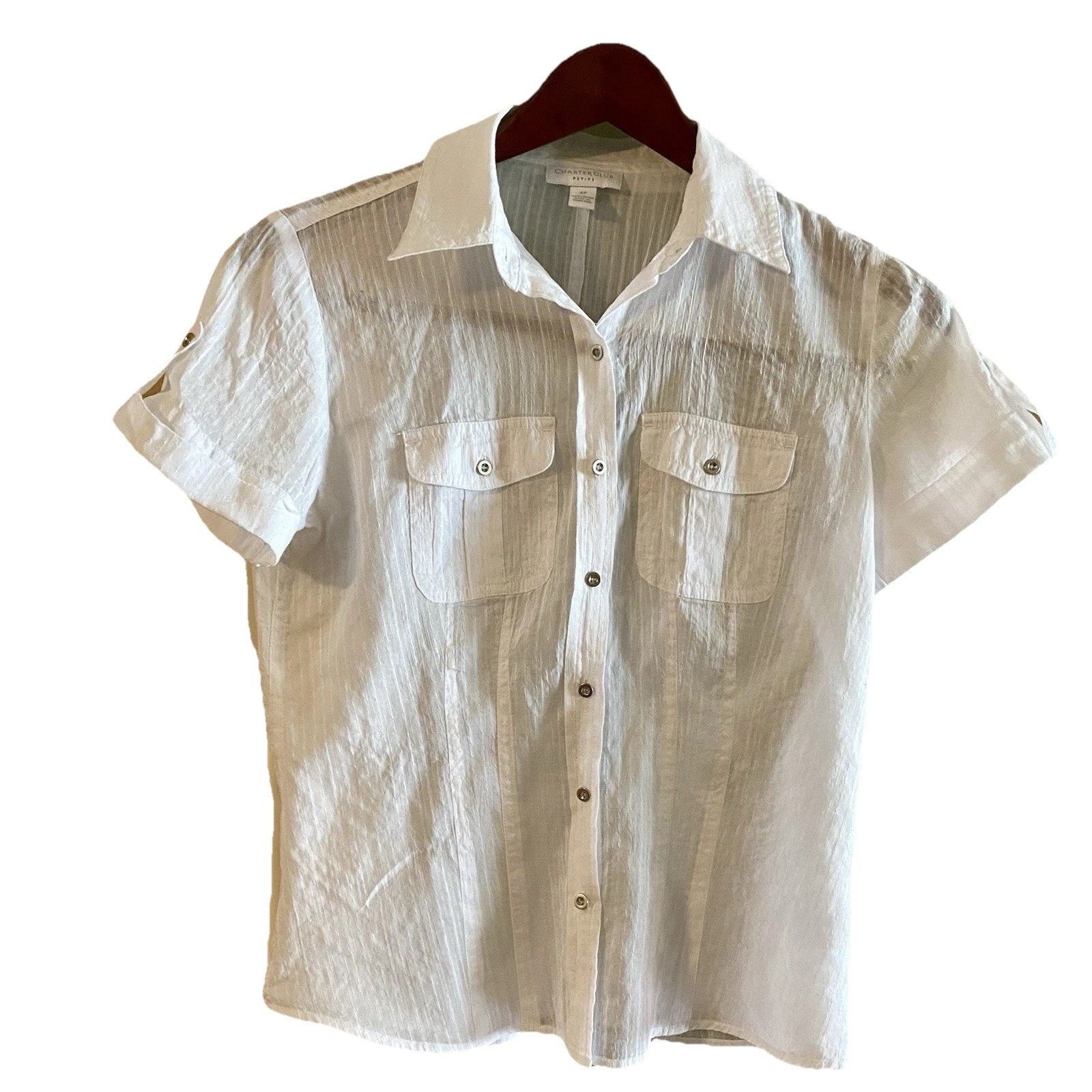 Charter Club Charter Club Woman’s Top 4P White Cotton Tab Sleeve Shear Size S / US 4 / IT 40 - 1 Thumbnail