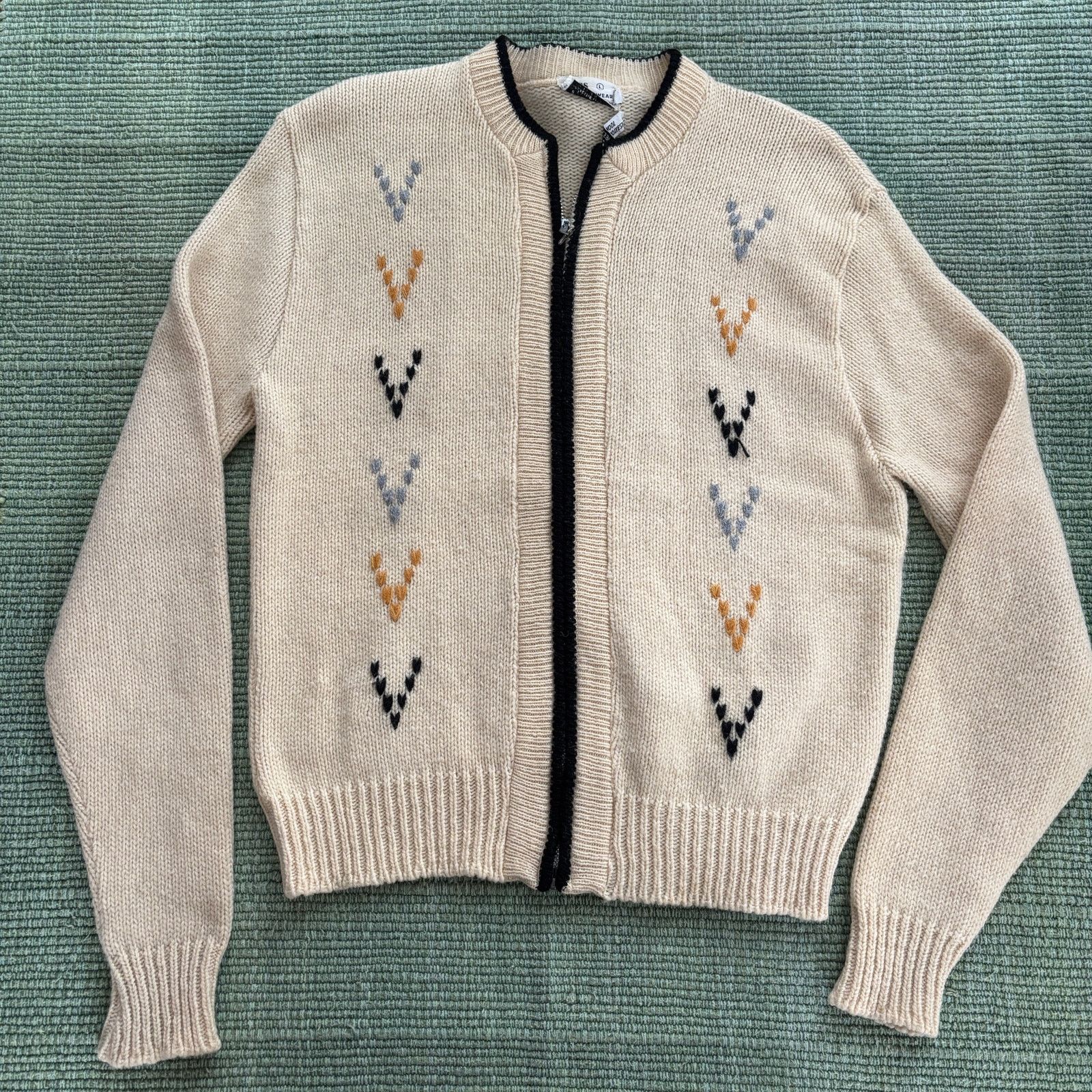 Sears × Vintage True Vintage 60s Sears Wool Blend Zip Up Cardigan Sweater Size M / US 6-8 / IT 42-44 - 1 Thumbnail