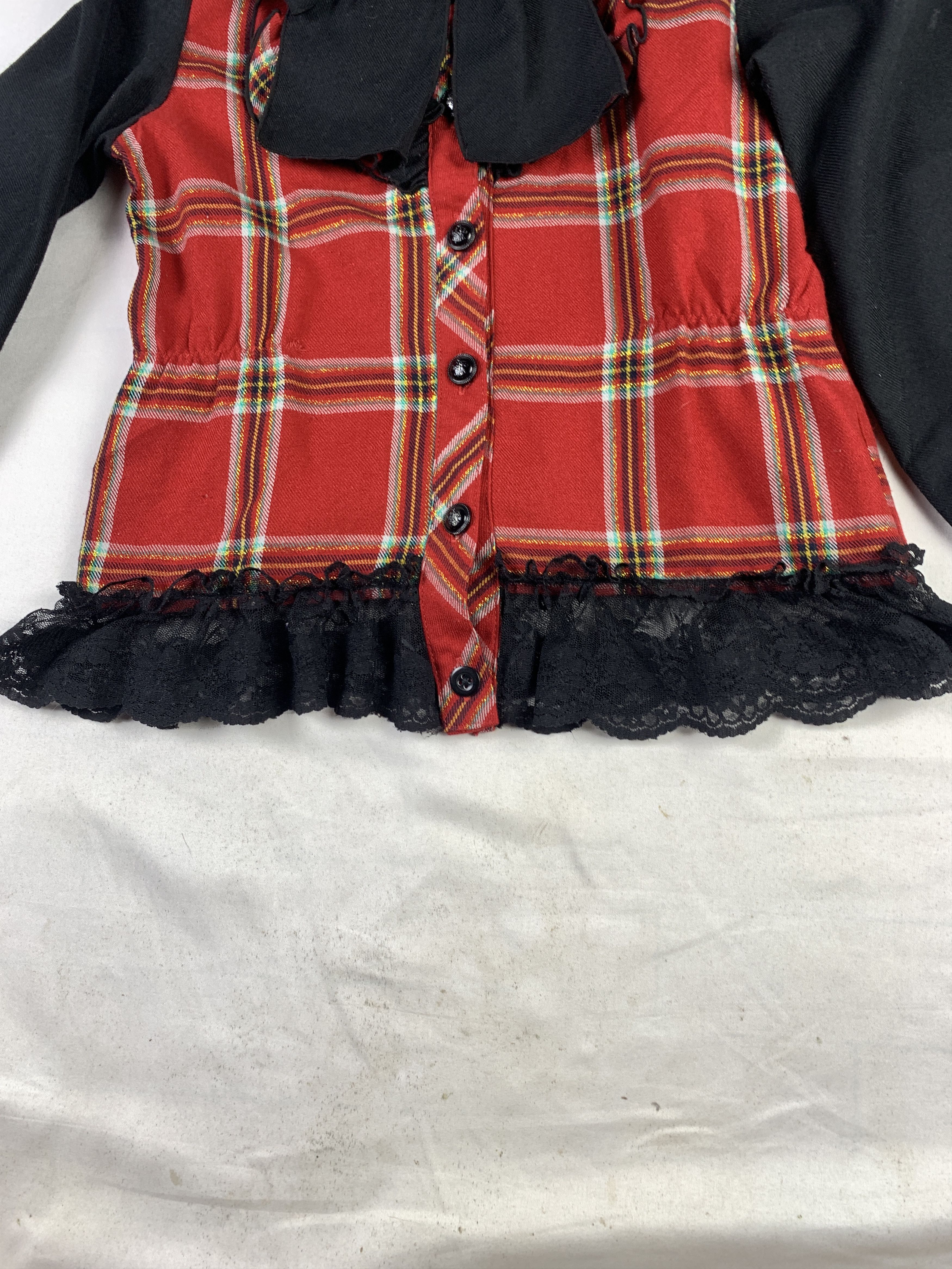 Japanese Brand Bowtie Tartan Plaid Trim Baby Shirt (XS) Size XS / US 0-2 / IT 36-38 - 9 Thumbnail