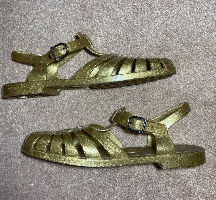 Celine × Hedi Slimane SS20 Celine Hedi Slimane Jelly Sandals 41 Gold Speckle Size US 8 / EU 41 - 1 Thumbnail