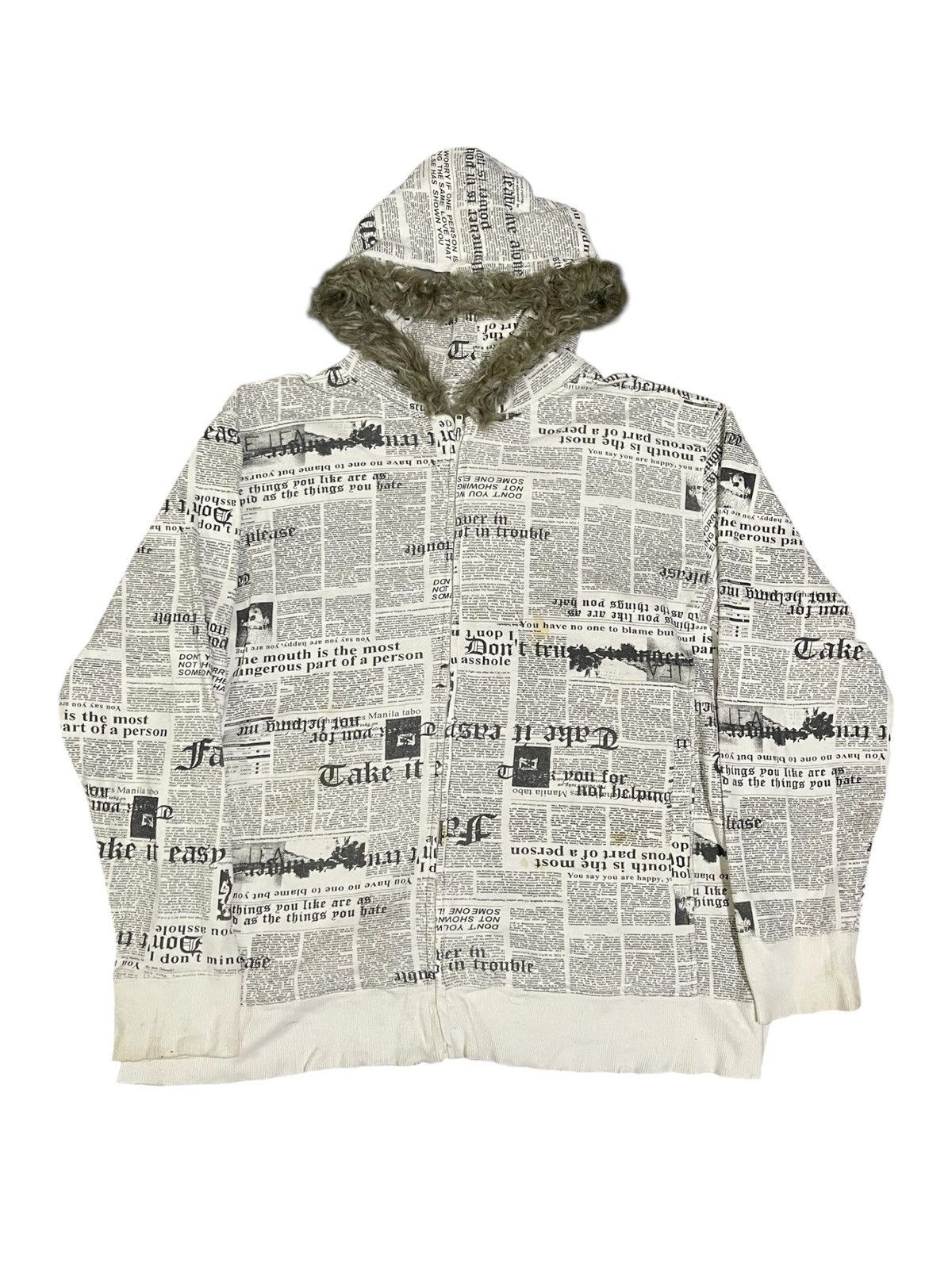 トップス archive John Galliano news paper hoodie SOLD) 2000's JOHN GALLIANO GAZETTE NEWSPAPER HOODIE