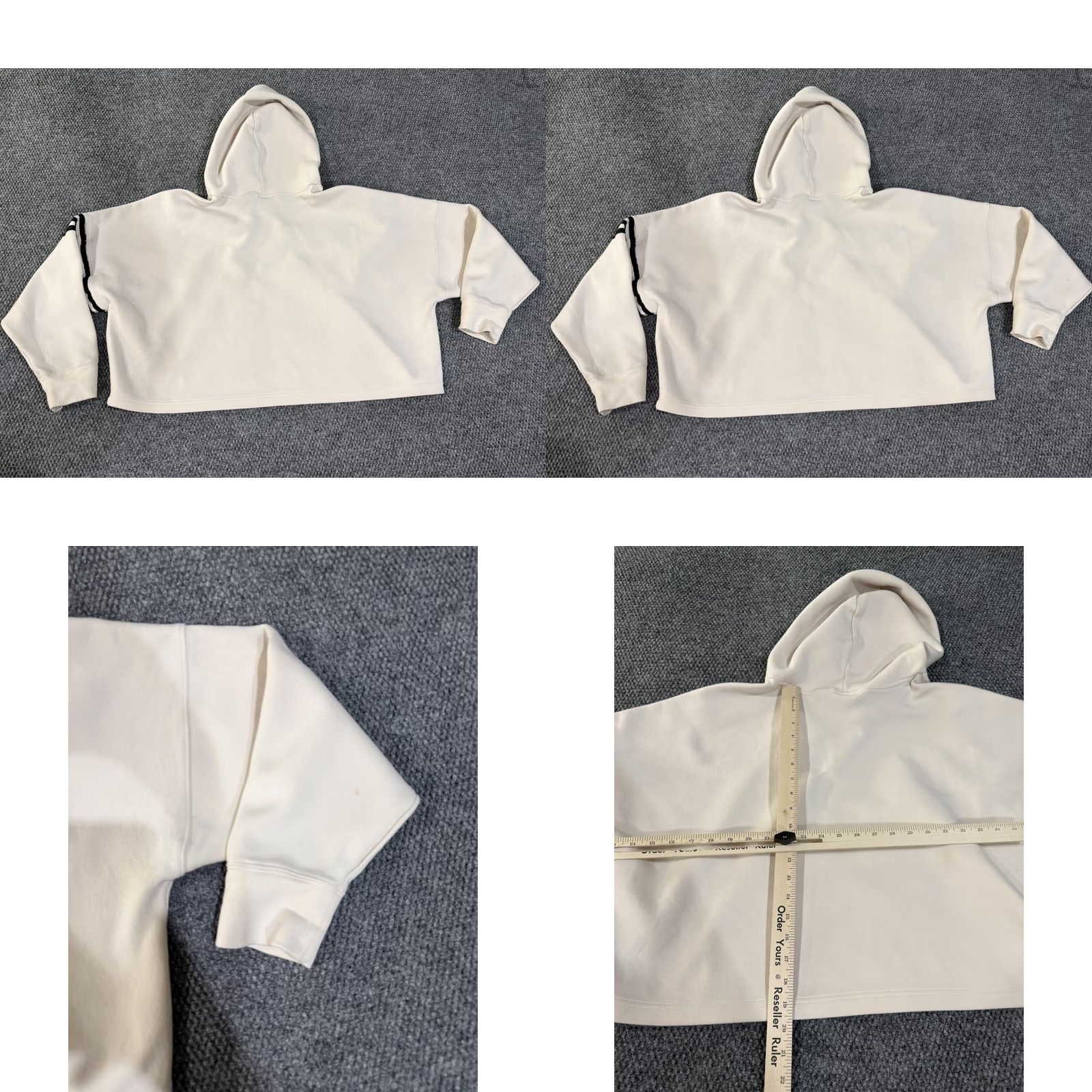 Adidas Adidas Hoodie Womens 3X White Pullover Fleece Trefoil Logo 3-Stripes Cropped Pockets Crew Neck Long Sleeve Casual Size XXL / US 16-18 / IT 52-54 - 8 Thumbnail