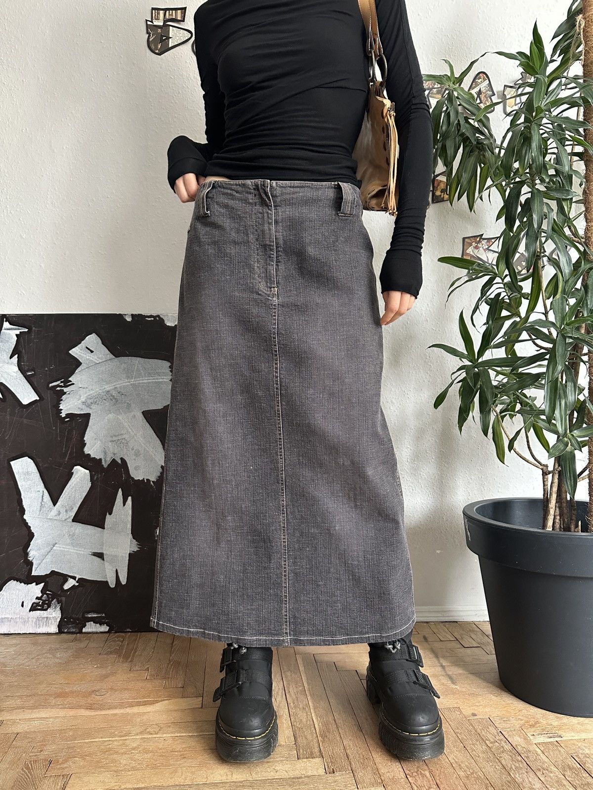 20471120 × Seditionaries Vintage Basic Gray Maxi Denim Skirt Punky Subversive Size 26" / US 2 / IT 38 - 1 Thumbnail