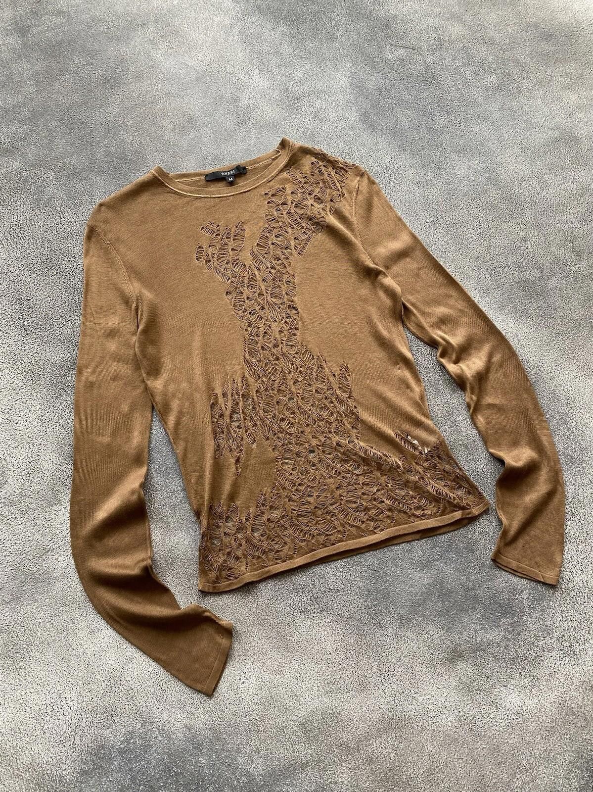 Gucci 2000’s Gucci By Tom Ford Silk Mesh Blouse Brown Vintage Size M / US 6-8 / IT 42-44 - 1 Thumbnail
