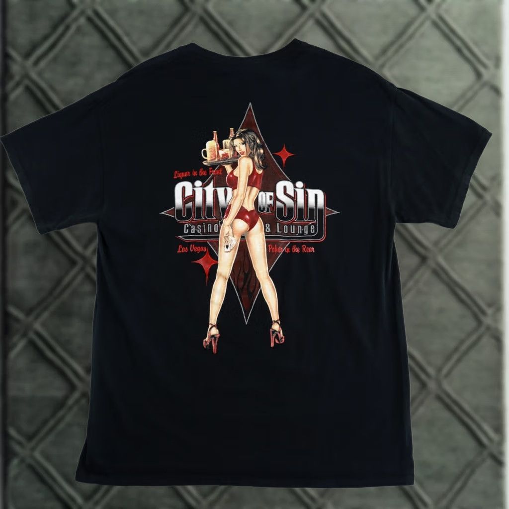 Vintage City of Sin Casino & Lounge Shirt Men Large Black City Brand: Casino T-Shirt Short Sleeve Adult Mens LV Las Vegas Size US L / EU 52-54 / 3 - 1 Thumbnail