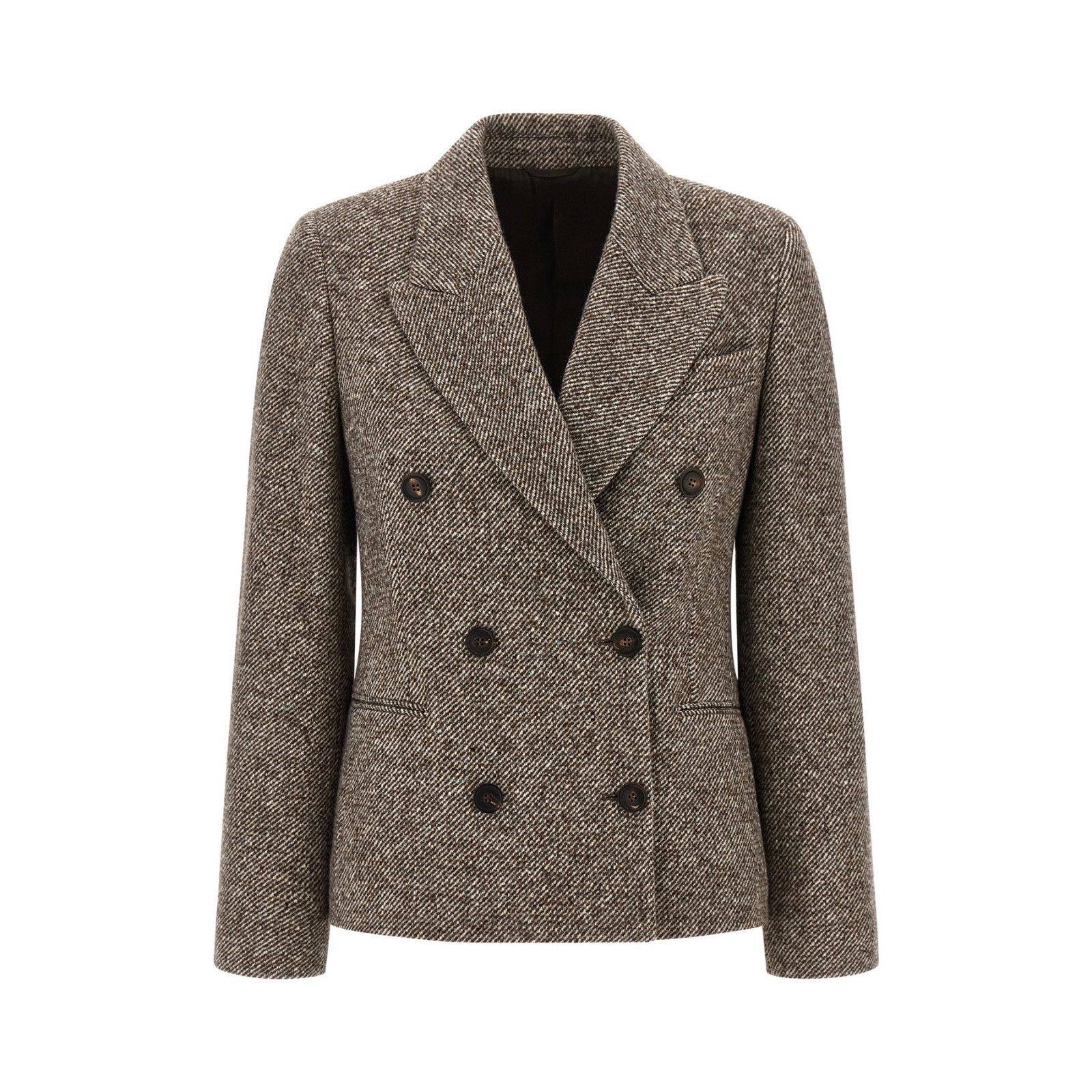 Brunello Cucinelli BRUNELLO CUCINELLI $5100 Brown Wool/Silk Blazer Jacket New & Size S / US 4 / IT 40 - 1 Thumbnail