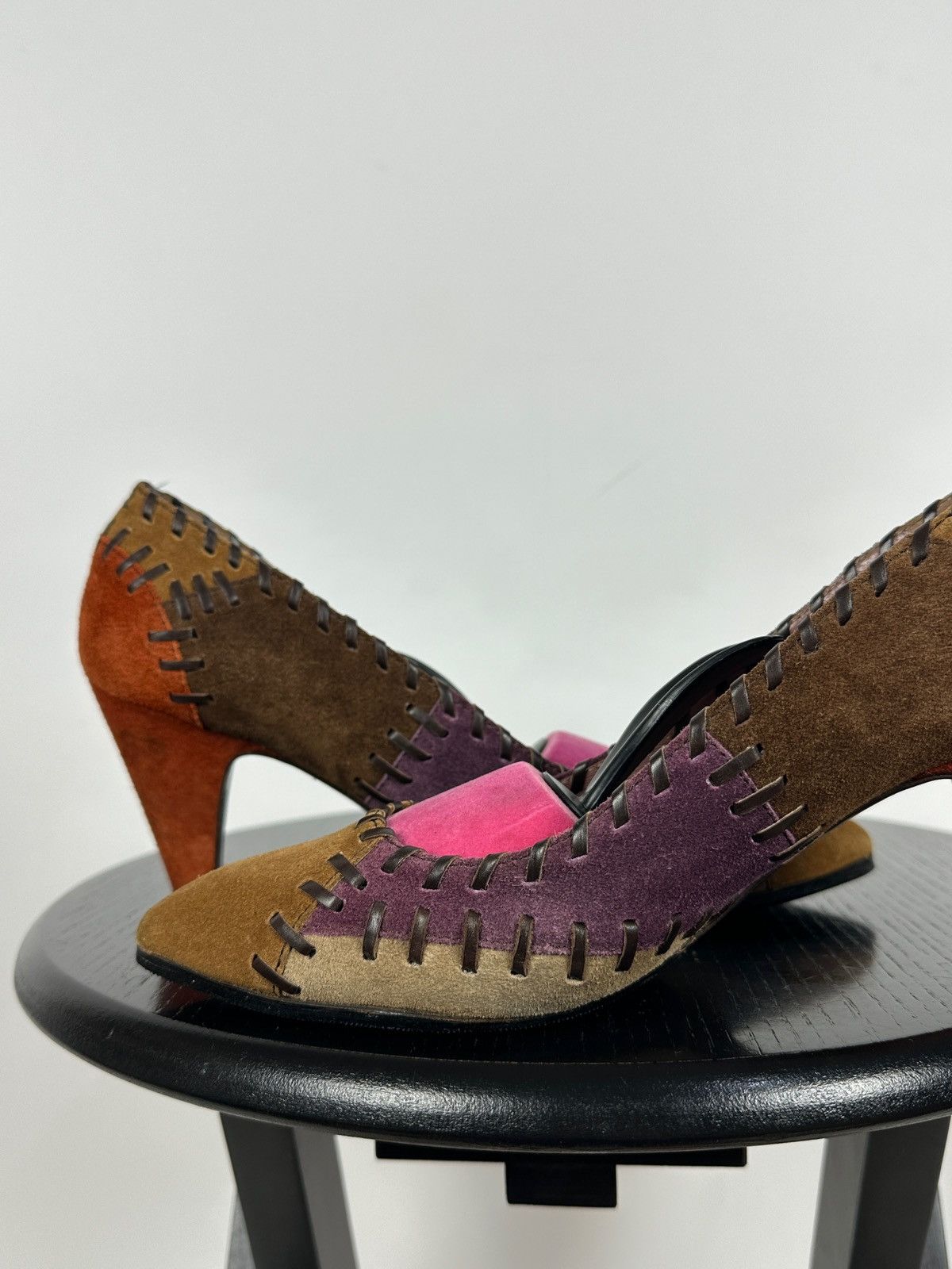 Miu Miu × Prada Miu Miu Multicolor Suede Patchwork Heels Size US 6 / IT 36 - 20 Thumbnail