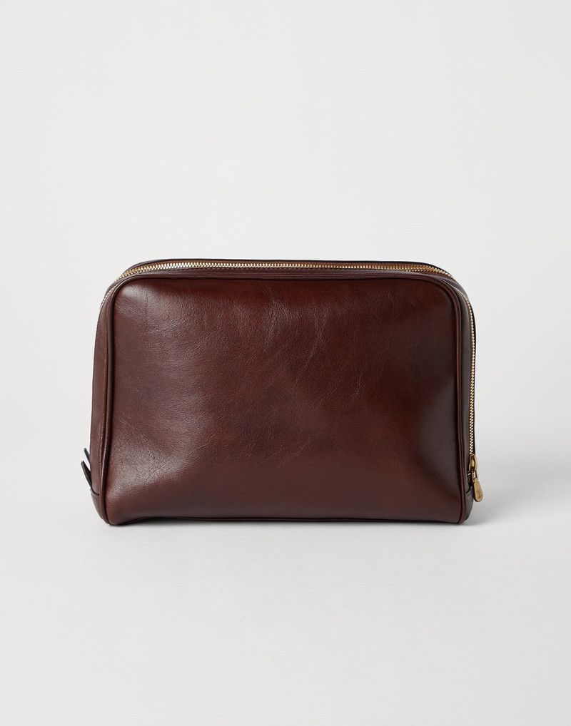 Brunello Cucinelli o1la1rc1a0326 Size: OS / Calfskin Beauty Case in Brown Size ONE SIZE - 2 Thumbnail