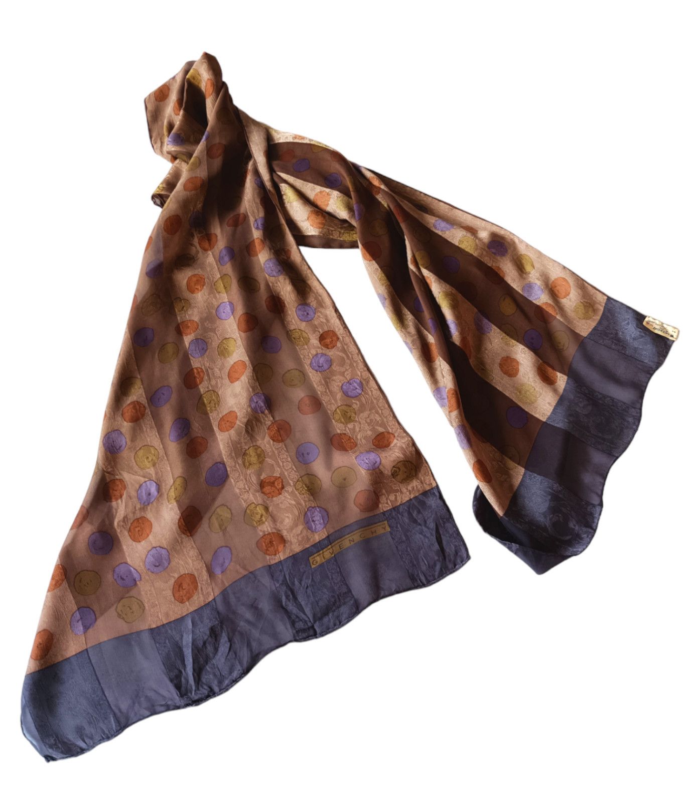 Givenchy GIVENCHY PARIS Monogram Geometric Polka Dots Long Silk Scarf Size ONE SIZE - 8 Thumbnail