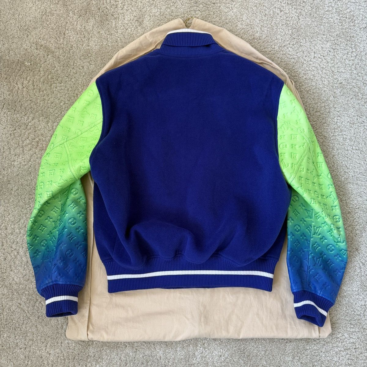 Louis Vuitton Louis Vuitton x Virgil Abloh Leather Gradient Varsity Jacket Size US L / EU 52-54 / 3 - 2 Thumbnail