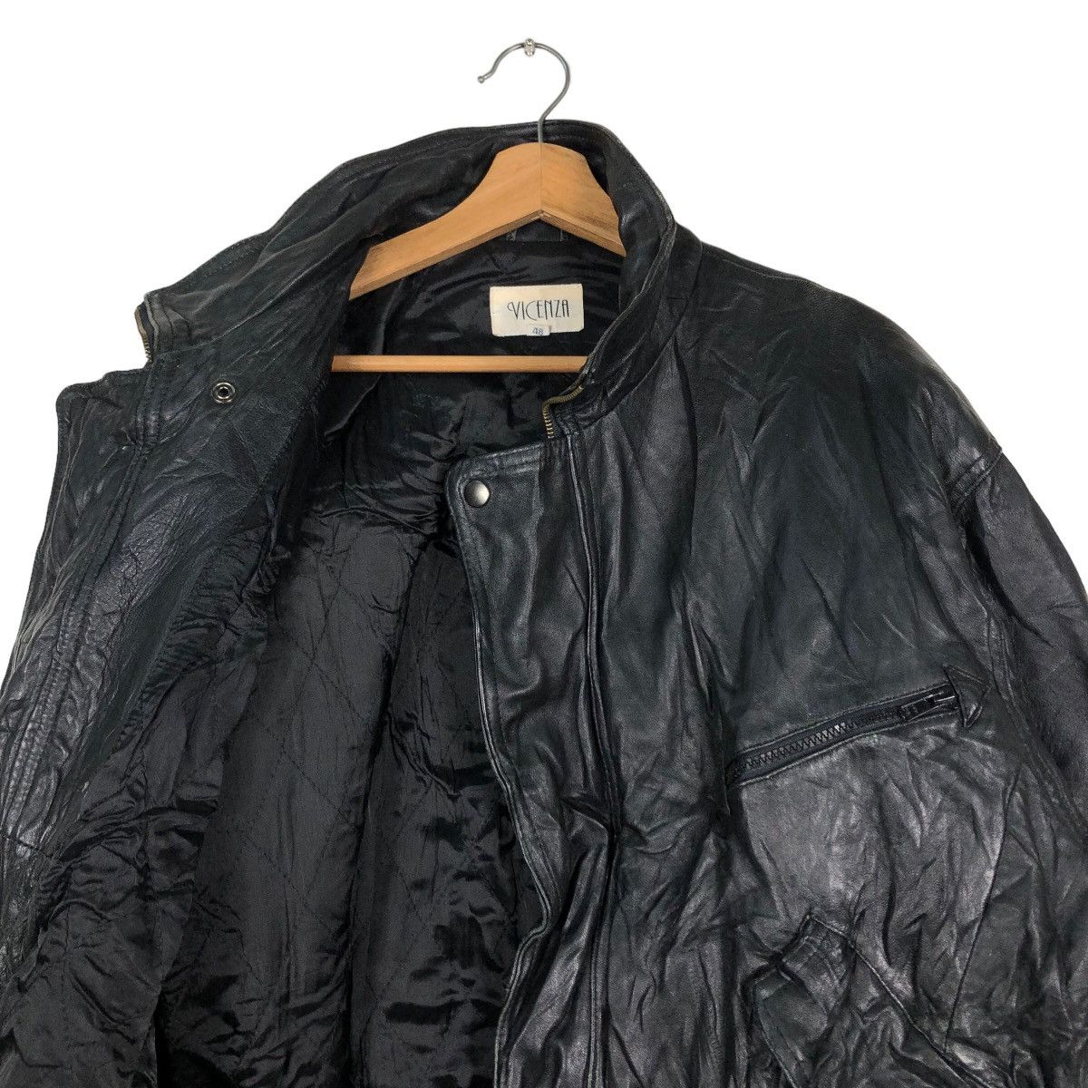 Issey Miyake 🔥Vintage Leather Biker Jacket Double Collar Vicenza Japan Size US M / EU 48-50 / 2 - 12 Thumbnail