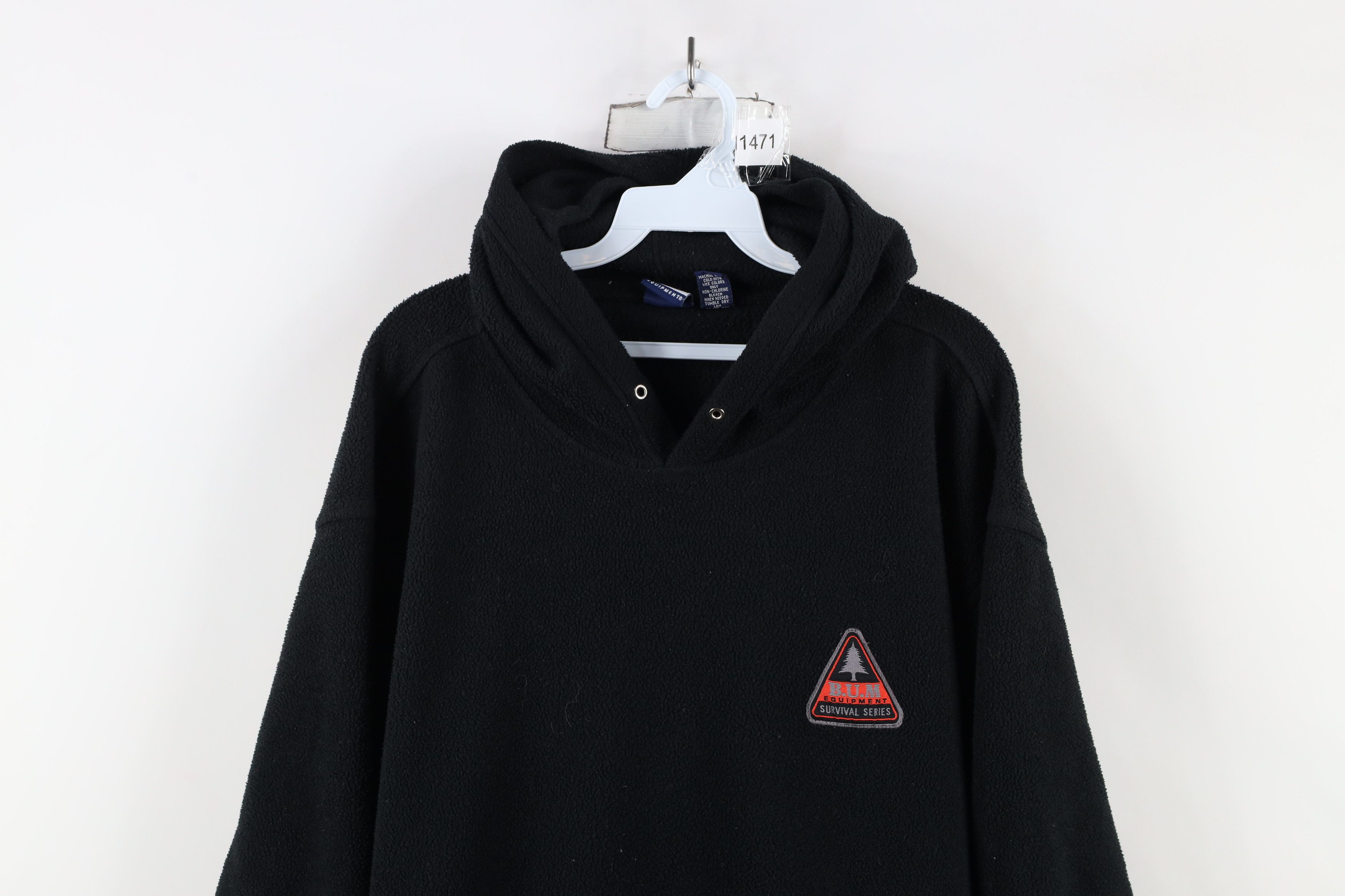 Vintage Vintage 90s Bum Equipment Fleece Hoodie Sweatshirt Black Size US L / EU 52-54 / 3 - 2 Thumbnail