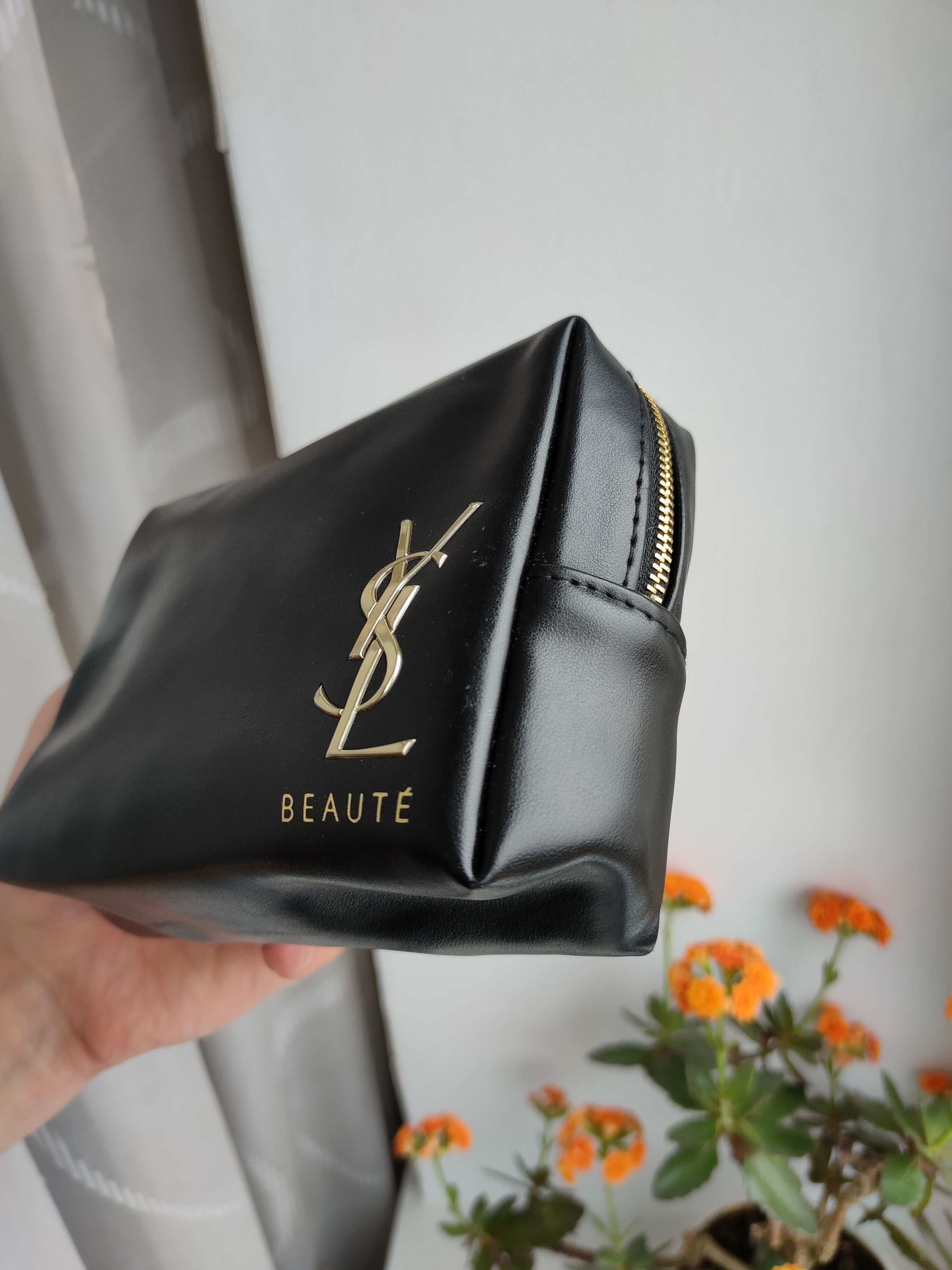 YSL Pouch Makeup Cosmetic Bag Vanity Case Pink Yves Saint Laurent
