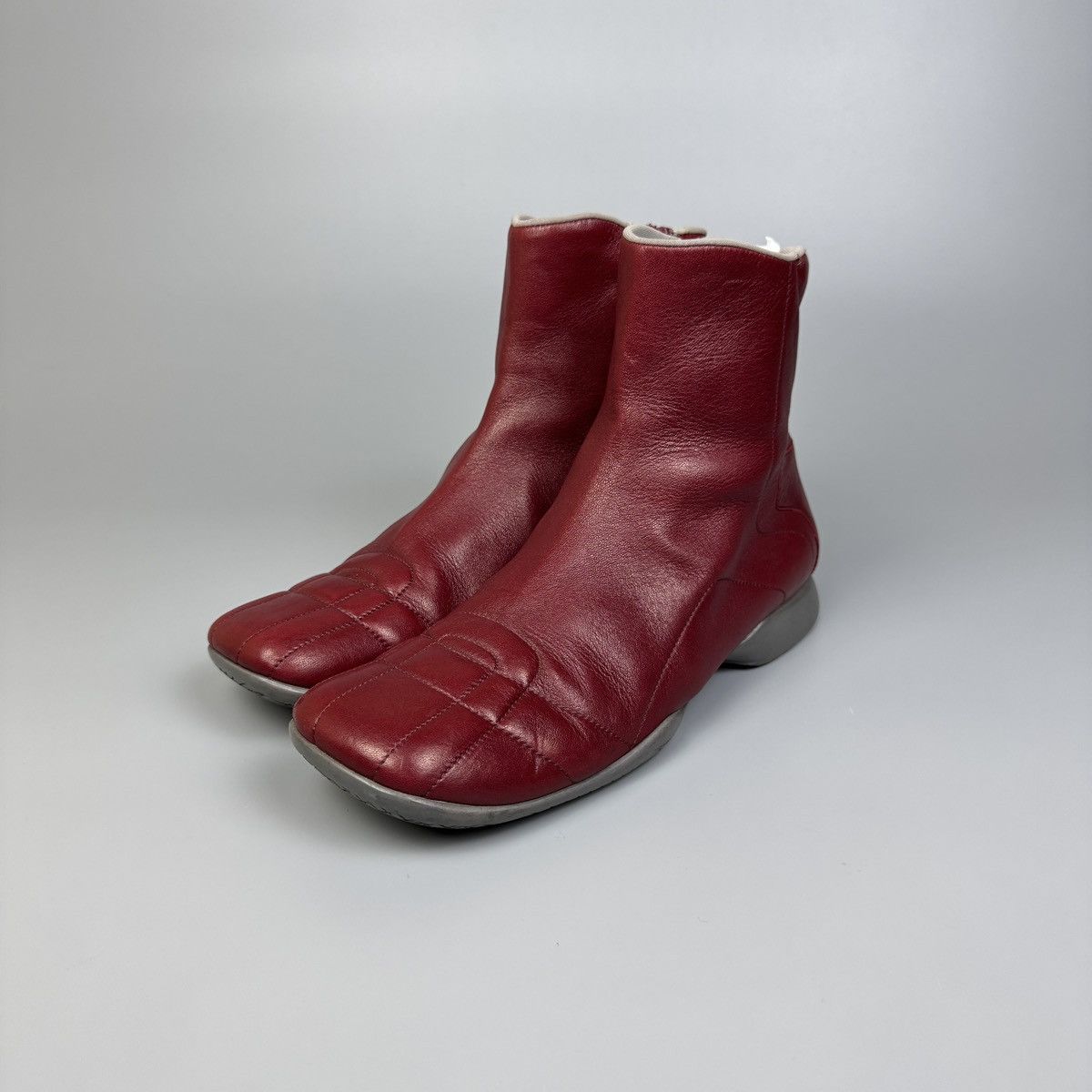 Prada Prada - Red Leather Sports Ankle Boots Size US 9 / IT 39 - 2 Thumbnail