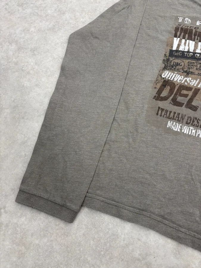Dolce & Gabbana 2000s Dolce & Gabbana Grey V-Neck Deluxe Longsleeve T-Shirt Size US S / EU 44-46 / 1 - 7 Thumbnail
