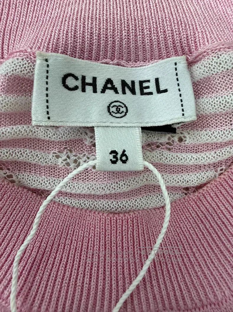 Chanel Chanel 24C Chanel Pink Striped Hollow Long Sleeve Knit Size XS / US 0-2 / IT 36-38 - 4 Thumbnail