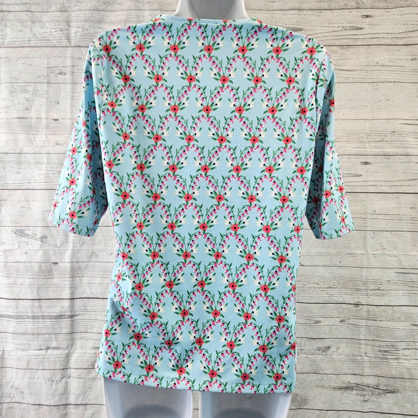 Ann Taylor VINTAGE Ann Taylor Womens Top Floral Blue Pink Half Sleeves Medium Pink Floral Shirt Womens M Blue Size M / US 6-8 / IT 42-44 - 4 Thumbnail