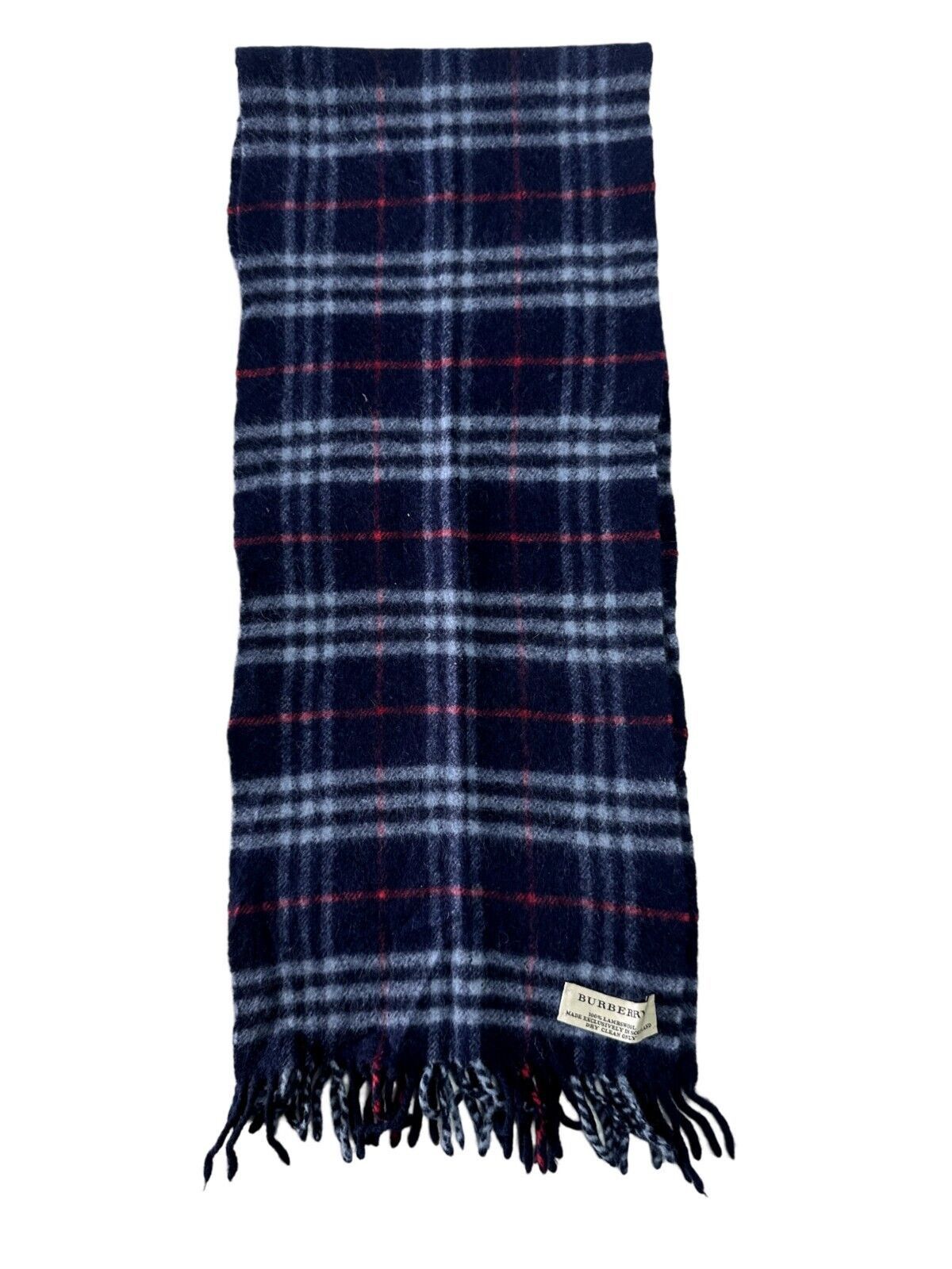 Burberry Burberry Authentic Scarf BLUE 100% Lambswool Unisex Scarf M Size ONE SIZE - 4 Thumbnail