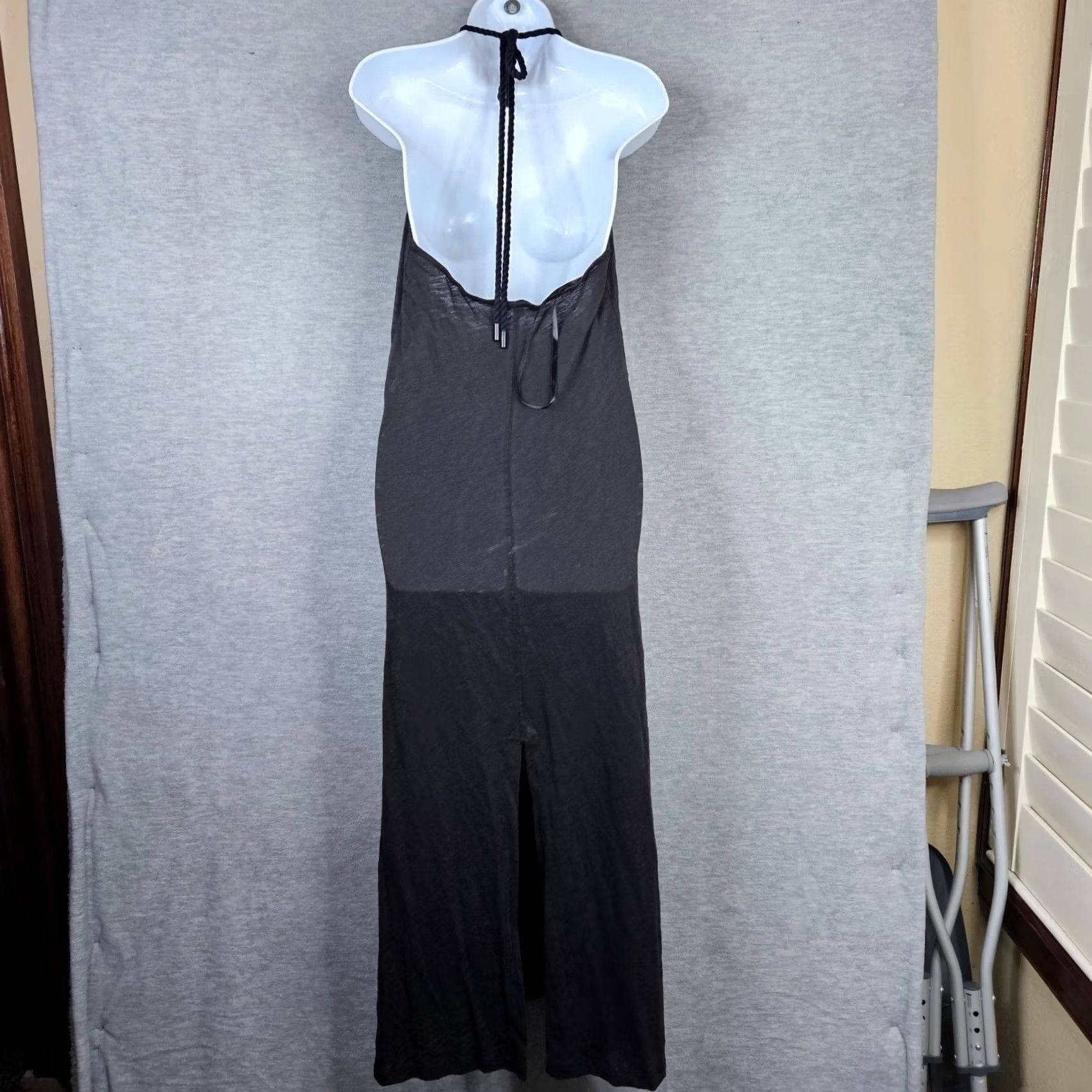 Vintage ATM Halter Dress Women’s Black Cotton Midi S Dress Size S / US 4 / IT 40 - 4 Thumbnail