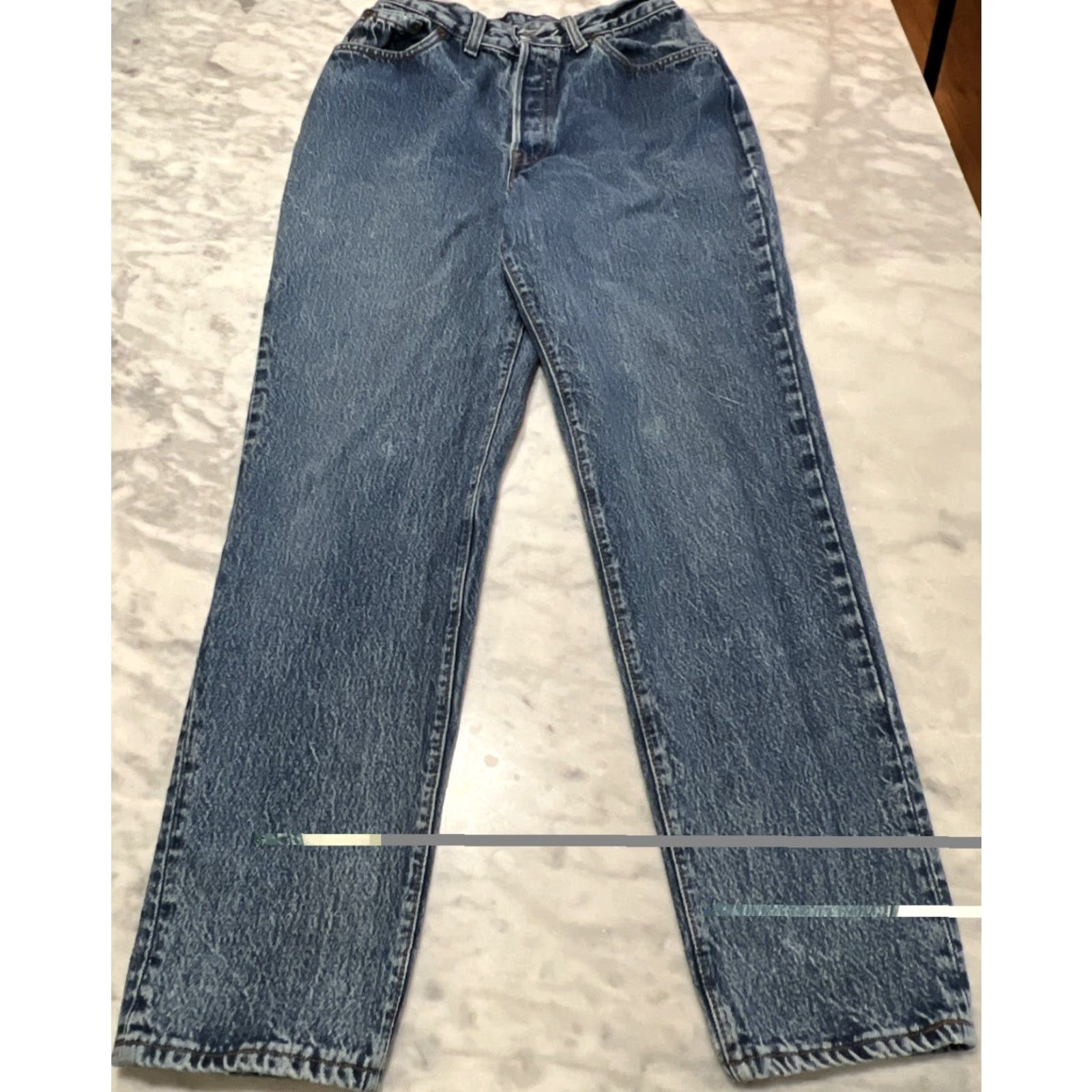 Levi's VINTAGE Levi’s 17501-0112 Women’s 11 W28xL29 Button Fly Nice Fade Made USA Denim Pants 1980s Blue Rockabilly Womens Size ONE SIZE - 2 Thumbnail