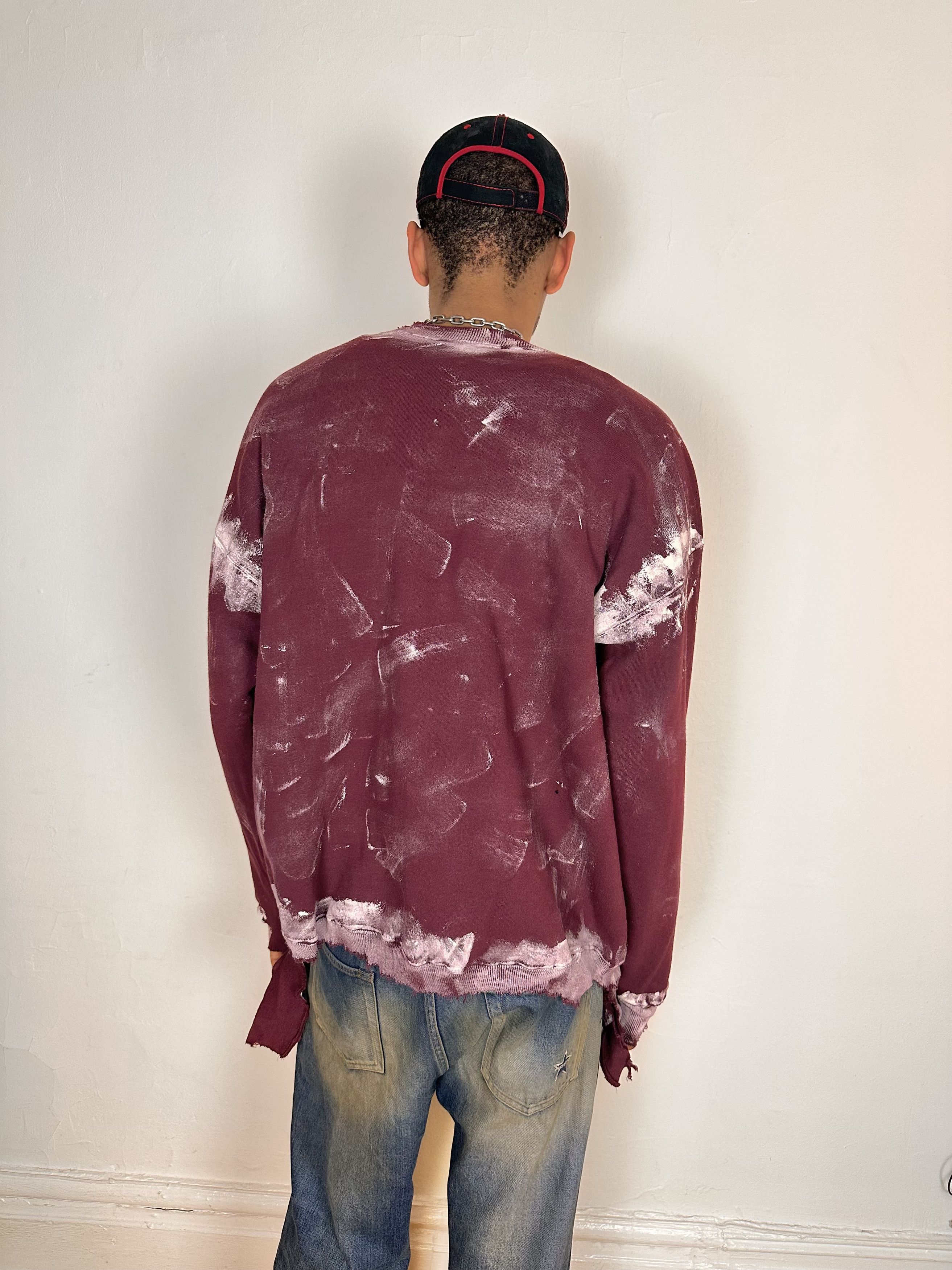 Other ASTROBOI* Deconstructed & Painted Maroon Sweatshirt - XXLT Size US XXL / EU 58 / 5 - 4 Thumbnail