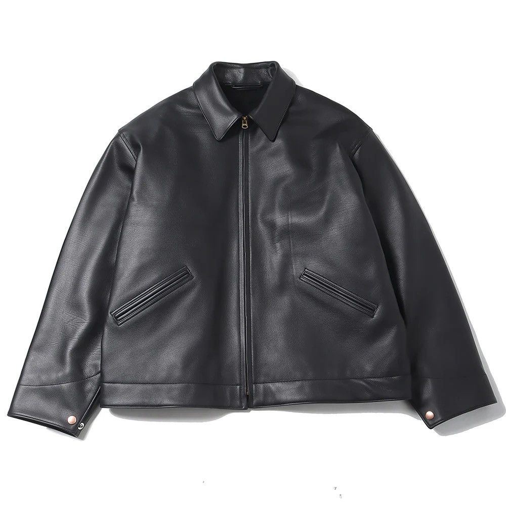 COMOLI LAMB LEATHER ZIP SHORT JACKET