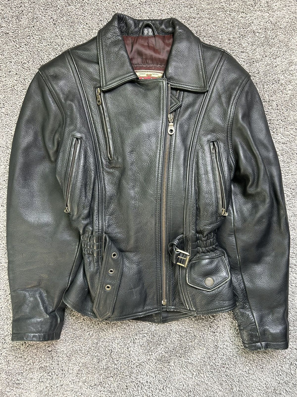 Image of 80S/90S Held Leather Jacket Motorcycle Biker in Black, Men's (Size Small)