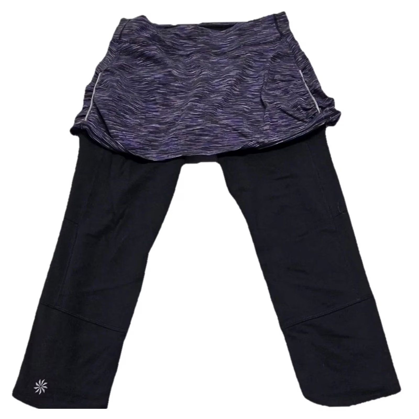 Athleta Athleta Skort Leggings Women M Black Purple Capris Running Tennis Gym Yoga Pockets Elastic Waist Size 32" / US 10 / IT 46 - 2 Thumbnail