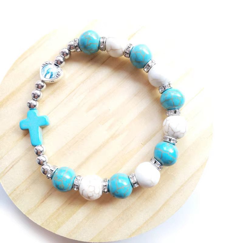 Jewelry × Vintage Cross Elastic Rosary Beads Strand Bracelet Size ONE SIZE - 5 Thumbnail